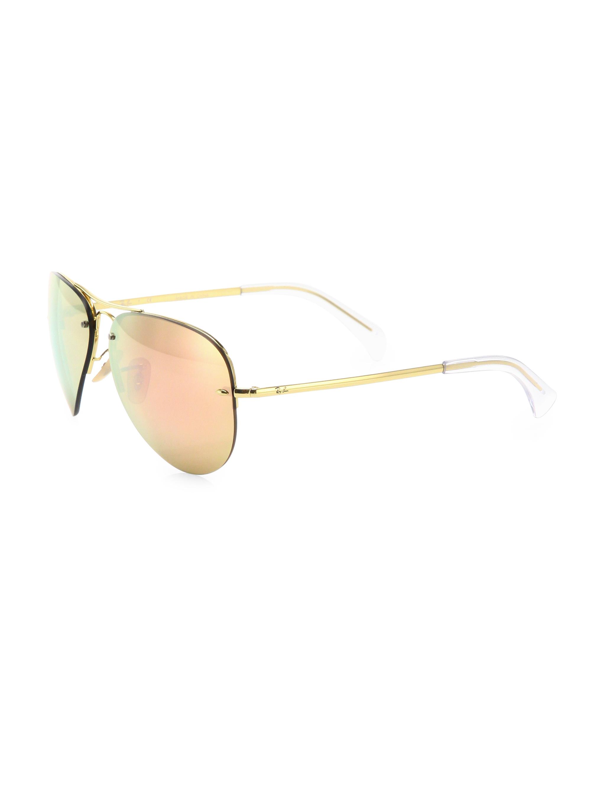 Ray-Ban RB3449 59MM Mirrored Semi-Rimless Aviator Sunglasses  display picture 3