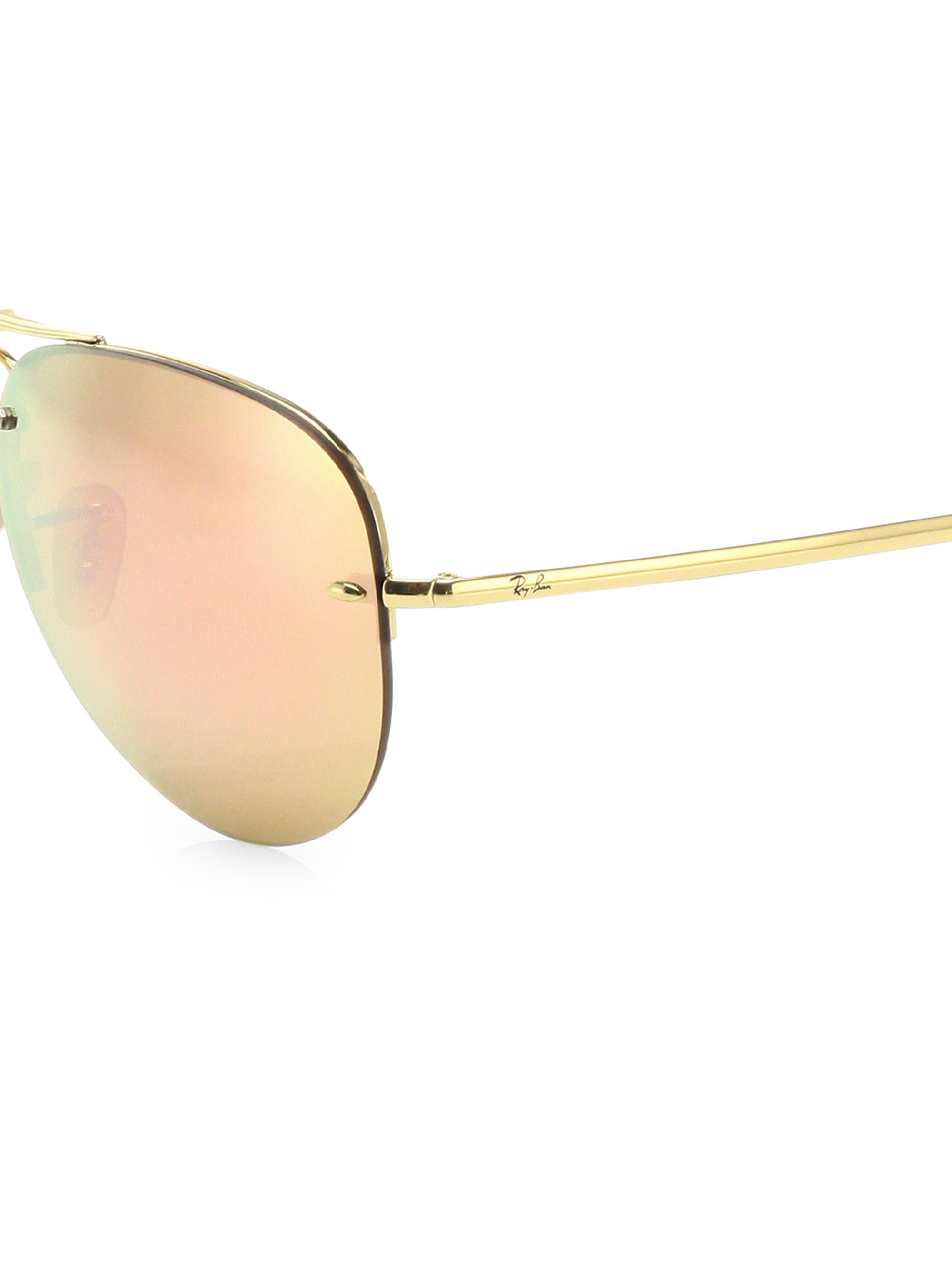 Ray-Ban RB3449 59MM Mirrored Semi-Rimless Aviator Sunglasses  display picture 1