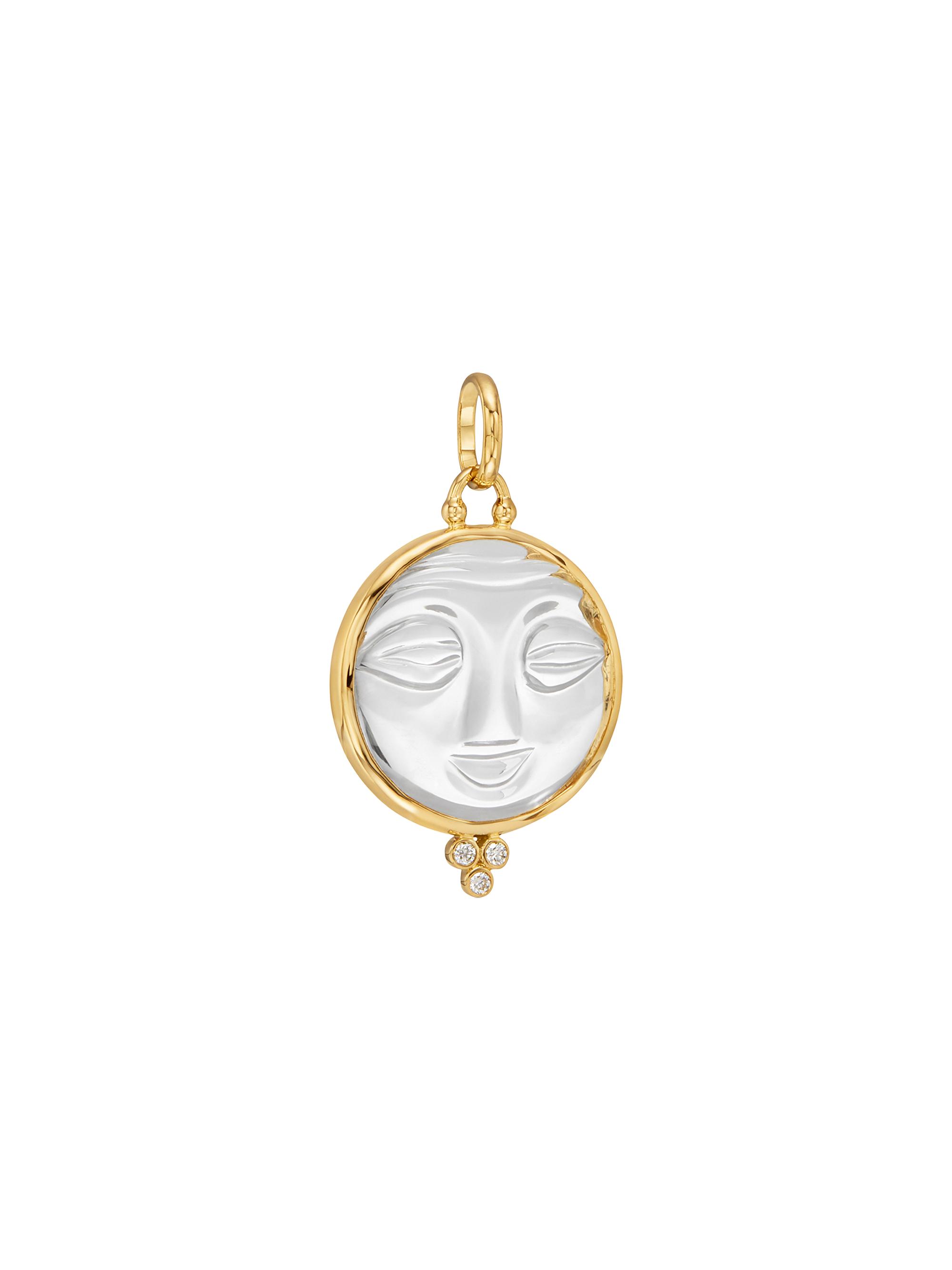 Temple St. Clair Women's Celestial 18K Yellow Gold, Rock Crystal & 0.09 TCW Diamond Moonface Pendant - Yellow Gold