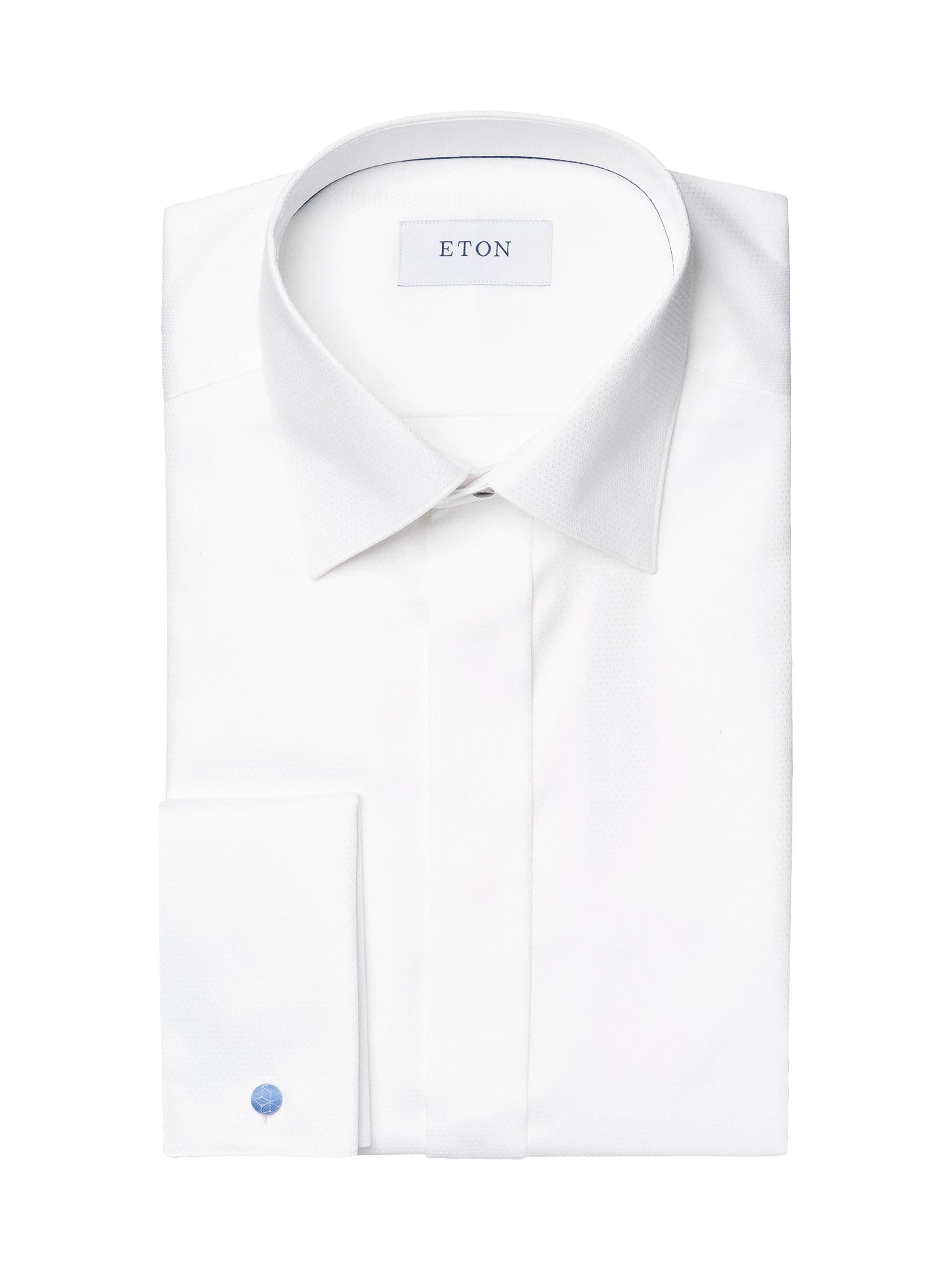 Eton Men's Slim-Fit Diamond Weave Formal Dress Shirt - White