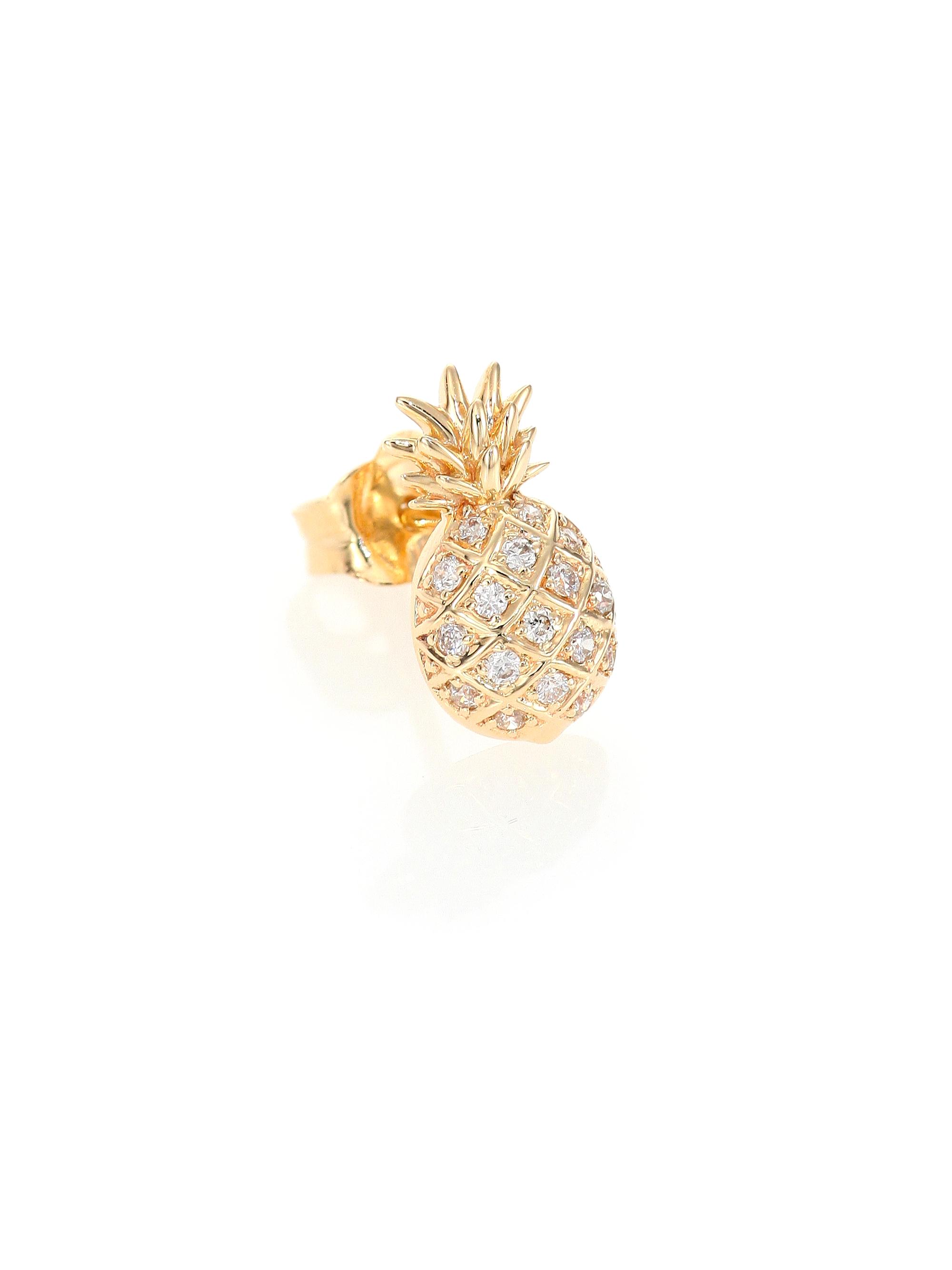 Sydney Evan Women's Diamond & 14K Yellow Gold Pineapple Single Stud Earring - Gold