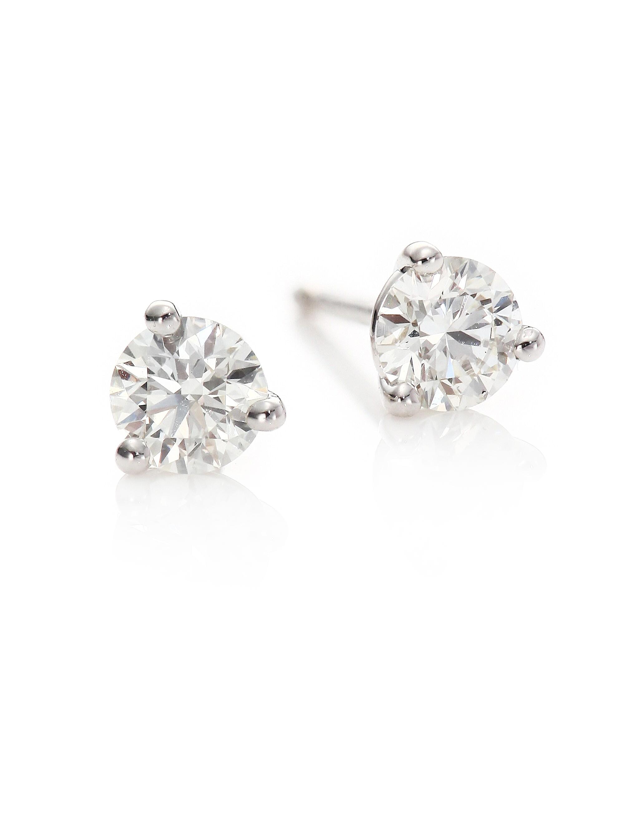 Hearts On Fire Women's Diamond & 18K White Gold Three-Prong Stud Earrings - White Gold