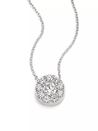 Fulfillment 18K White Gold & 1.45-1.55 TCW Diamond Halo Pendant Necklace