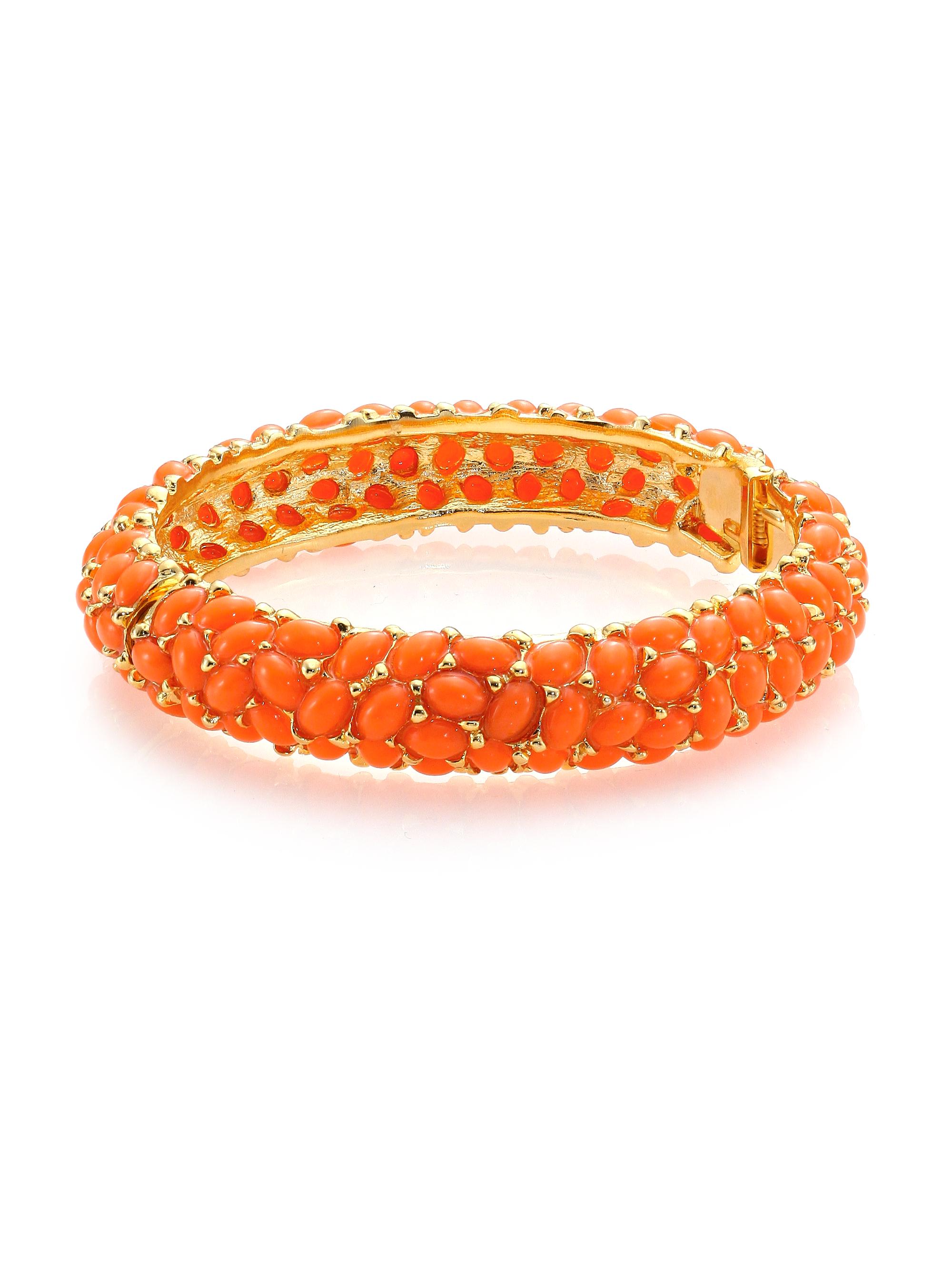 Kenneth Jay Lane Women's Coral Cabochon Bangle Bracelet - Dark Coral