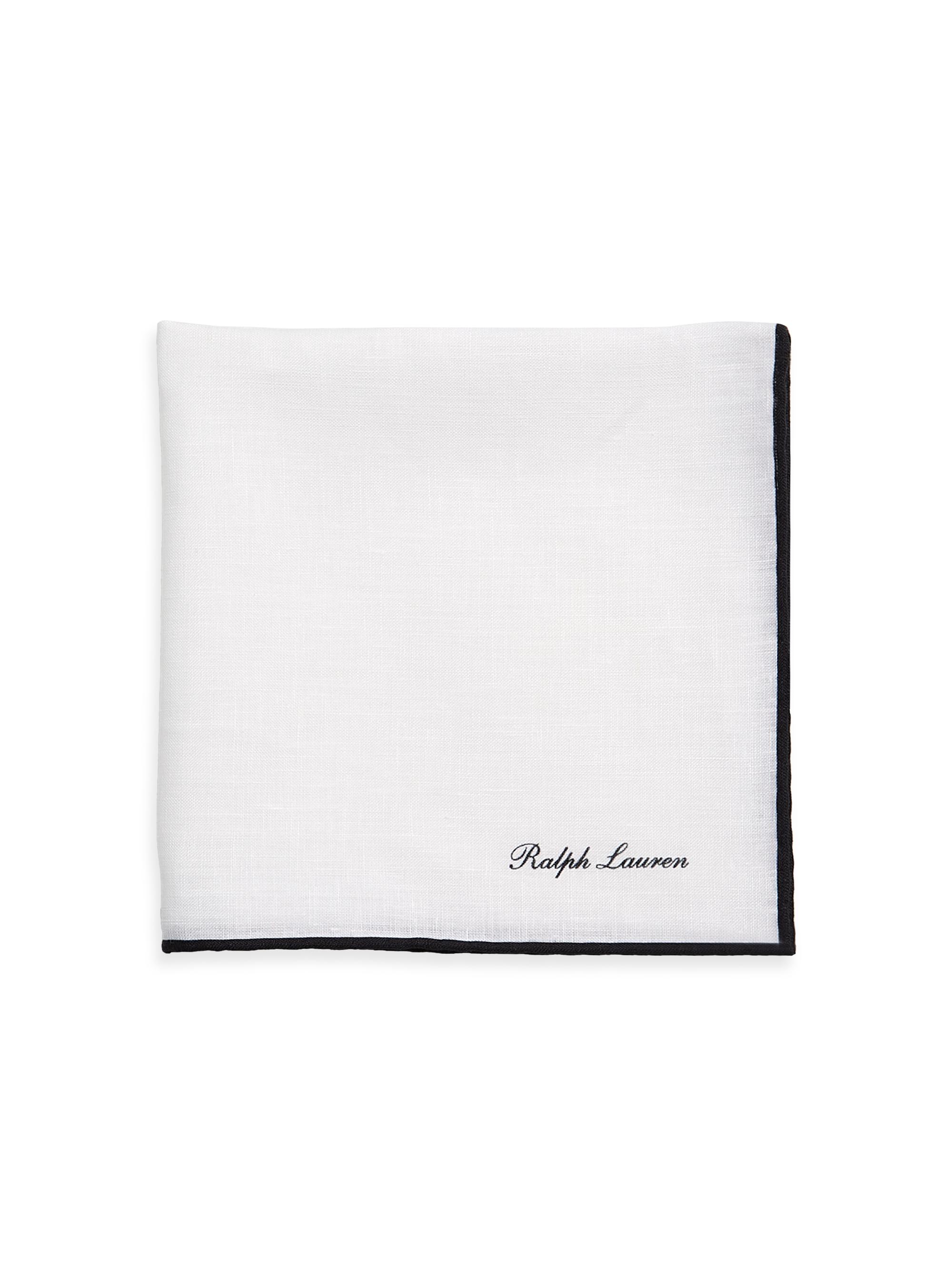 Ralph Lauren Purple Label Men's Linen Pocket Square - White Black