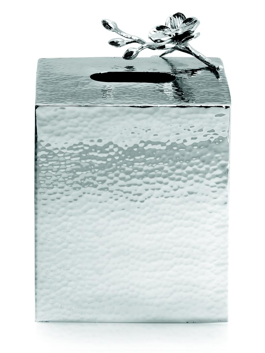 Michael Aram White Orchid Tissue Box Holder In Silver