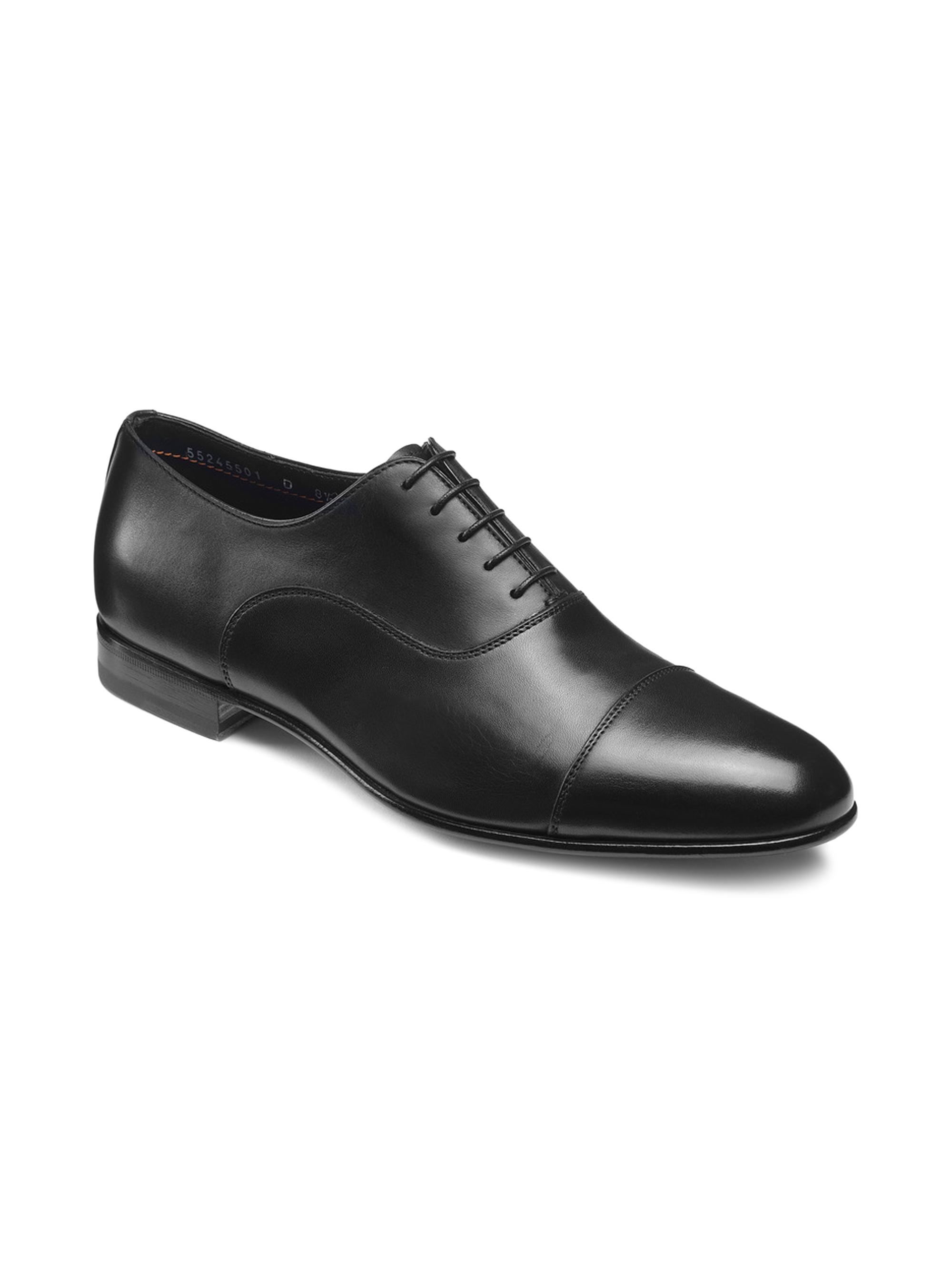 靴 Santoni Black Straight Tip Dress Shoes Santoni Black Straight Tip Dress Shoes
