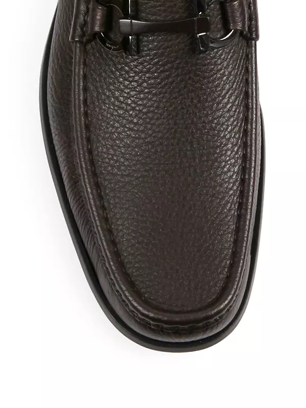Shop FERRAGAMO Grandioso Gancini Bit Leather Loafers