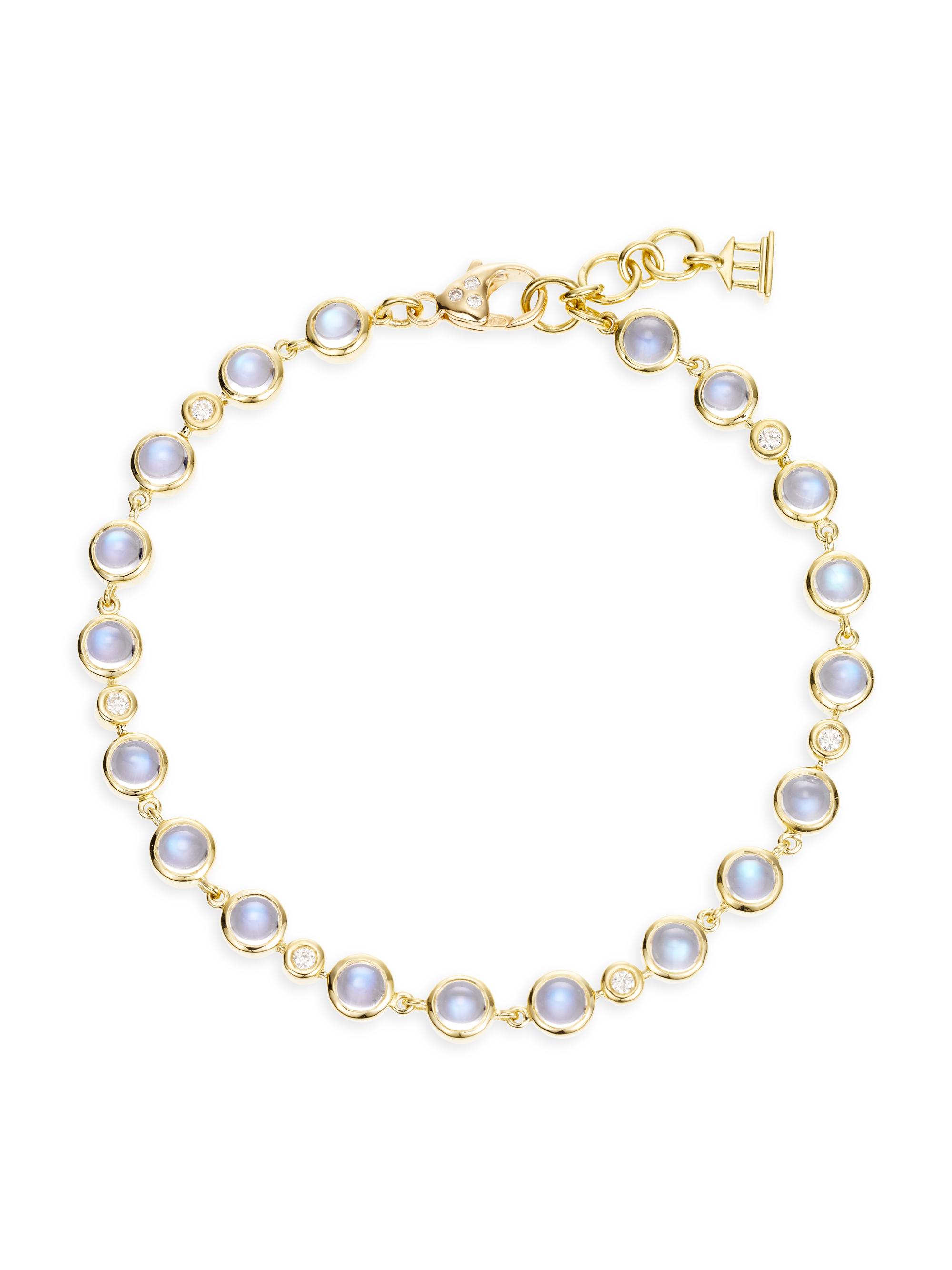 Temple St. Clair Women's Florence86 Single Round Diamond, Moonstone & 18K Yellow Gold Bracelet - Yellow Gold