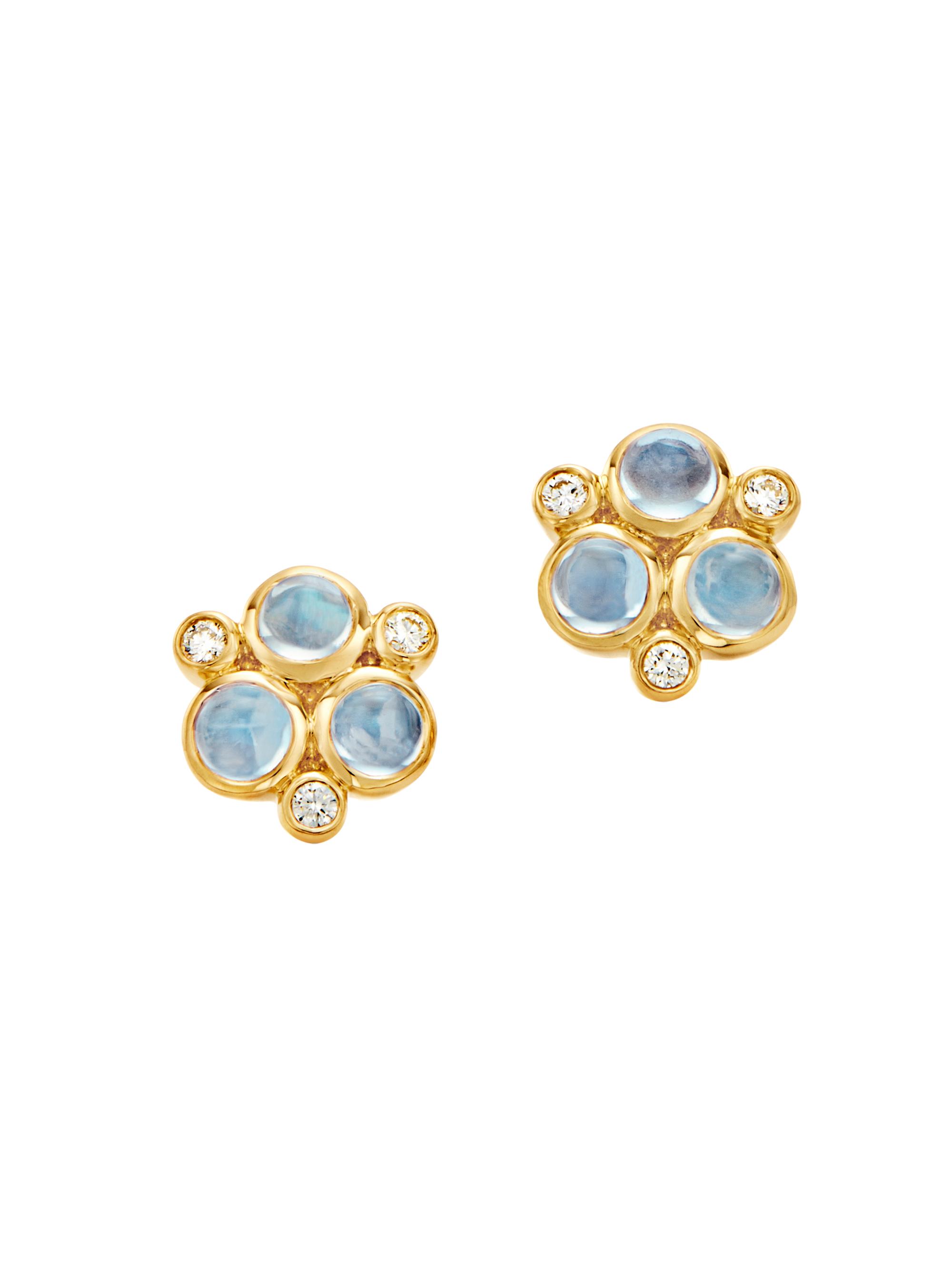 Temple St. Clair Women's Florence86 18K Yellow Gold, Diamond & Blue Moonstone Trio Earrings - Yellow Gold