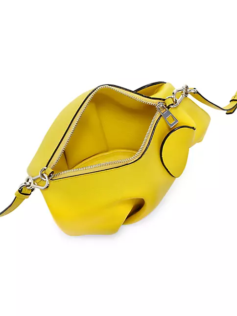 LOEWE Basket Bag Raffia Straw Hand Bag Smiley Large Beige Yellow Leather