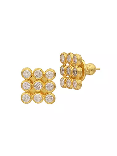 Pointelle 24K Yellow Gold & 1.75 TCW Diamond Stud Earrings