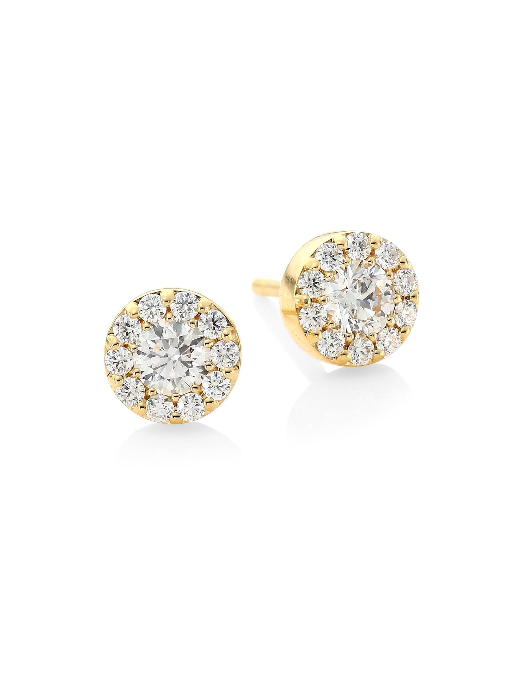 Hearts On Fire Women's Fulfillment 18K Yellow Gold & 0.47 TCW Diamond Halo Stud Earrings - Diamond