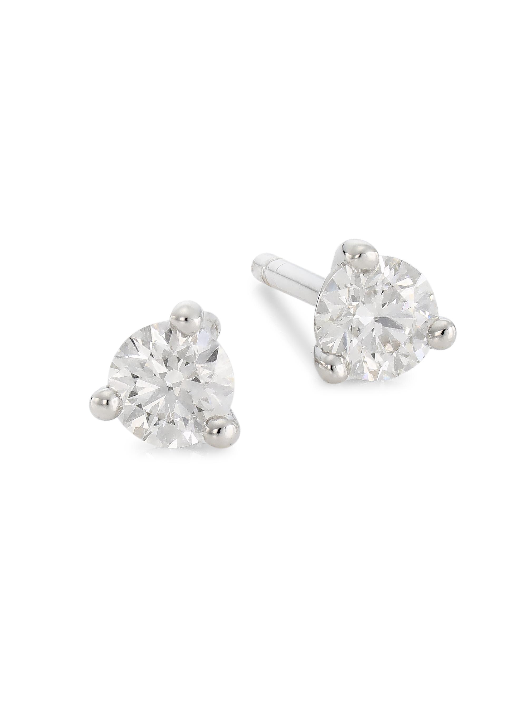 Hearts On Fire Women's 18K White Gold & 0.3 TCW Diamond Three-Prong Stud Earrings - White Gold