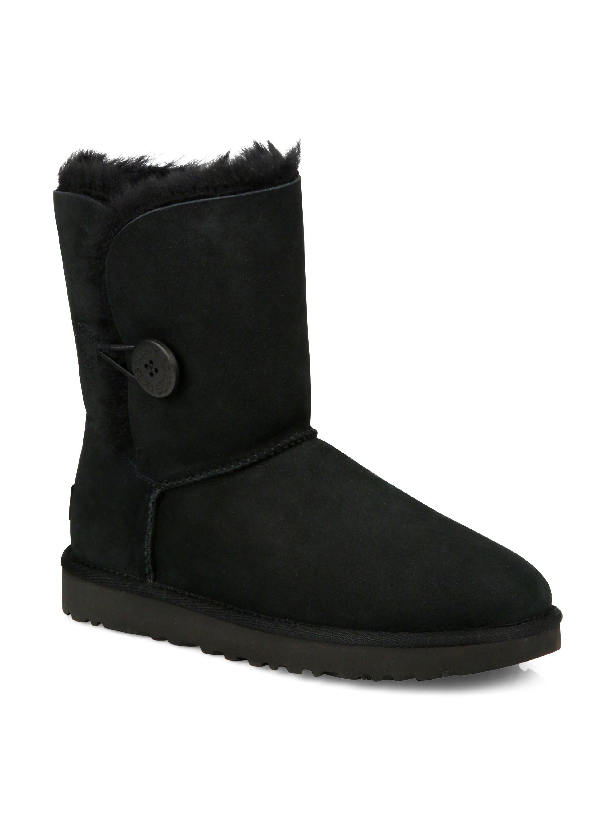 UGG Women's Bailey Button II Sheepskin-Lined Suede Boots - Black