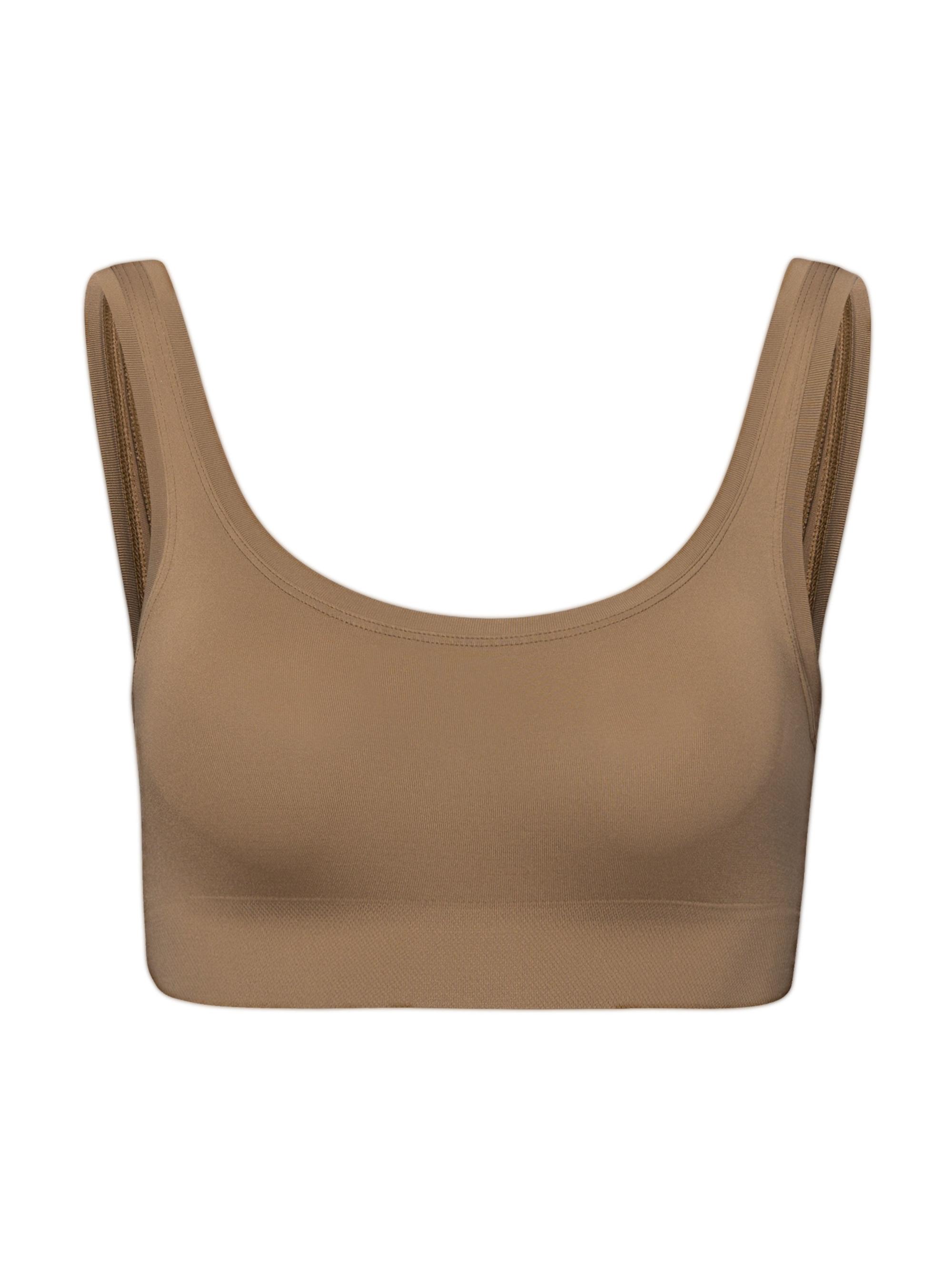 Hanro Women's U-Neck Crop Top - Walnut