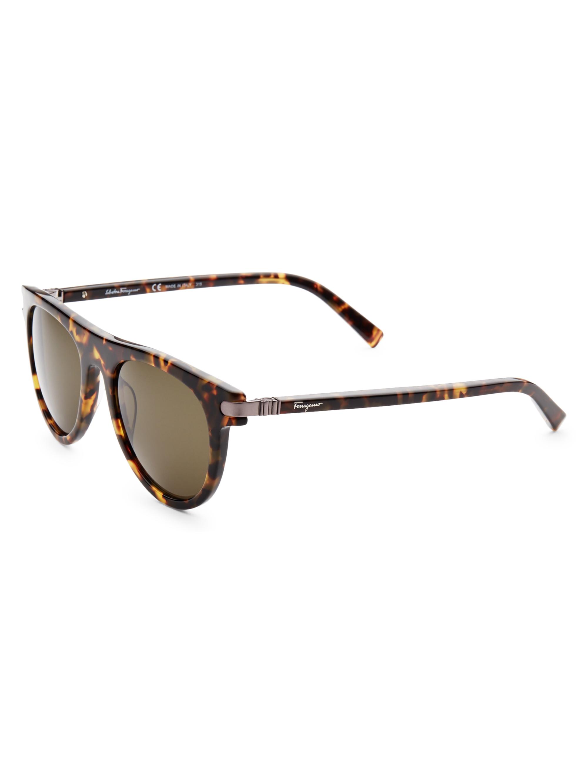FERRAGAMO Men's 51MM Round Sunglasses - Havana