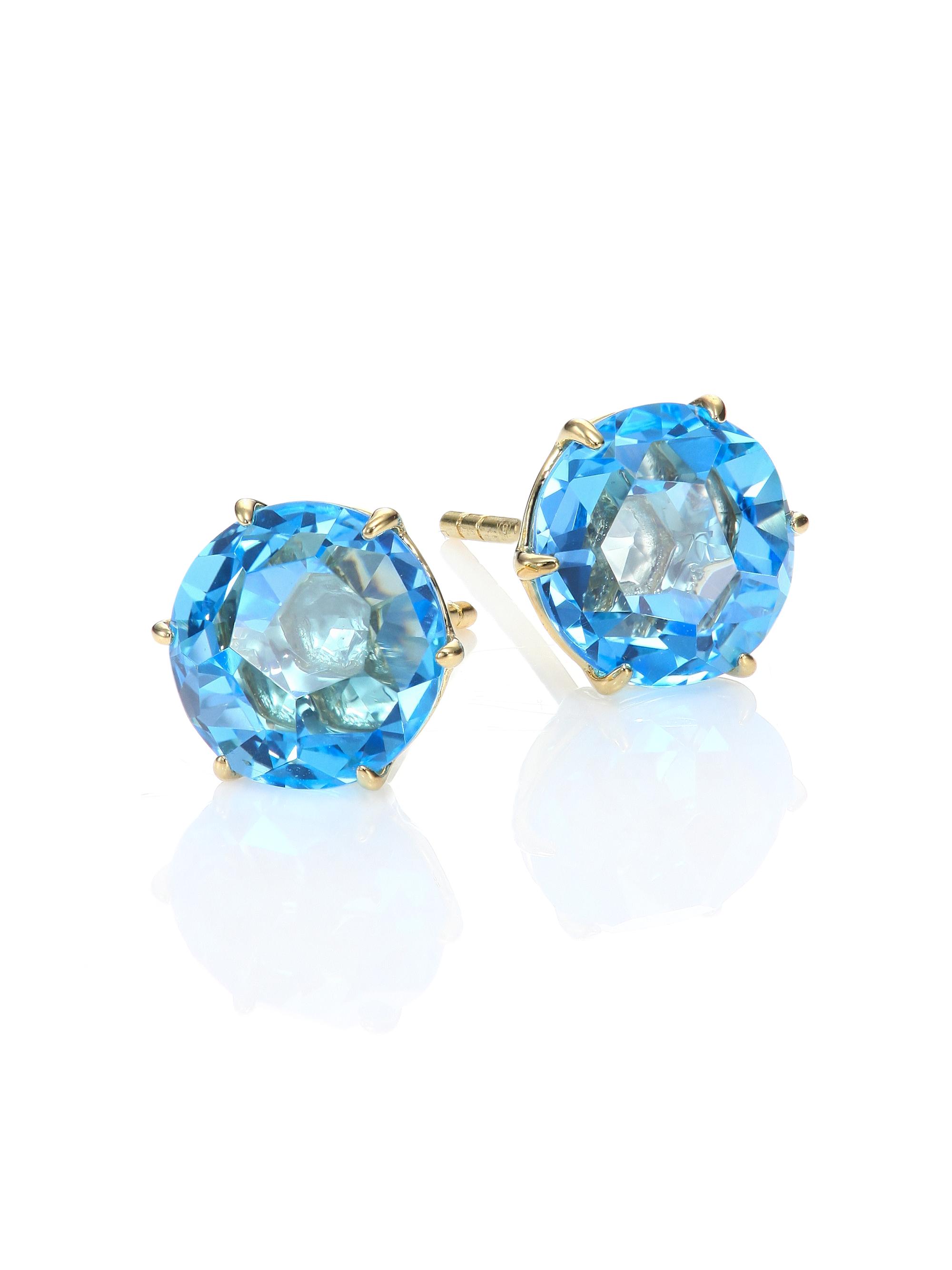 Ippolita Women's Rock Candy Swiss Blue Topaz & 18K Yellow Gold  Stud Earrings - Swiss Blue Topaz