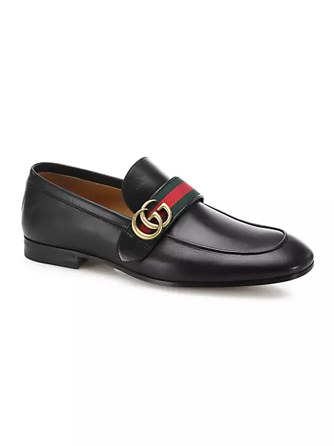 Feed på hensigt Tilmeld Shop Gucci Leather Loafer With GG Web | Saks Fifth Avenue