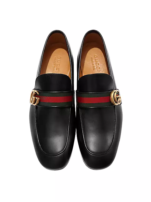 Gucci Leather Loafer With Gg Web' In Black, ModeSens