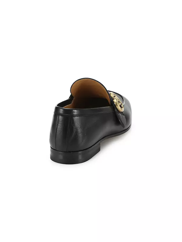 Shop Gucci Leather Loafer With GG Web | Saks Fifth Avenue