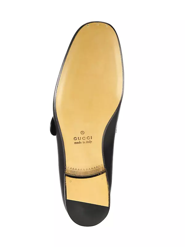 Shop Gucci Leather Loafer With GG Web | Saks Fifth Avenue