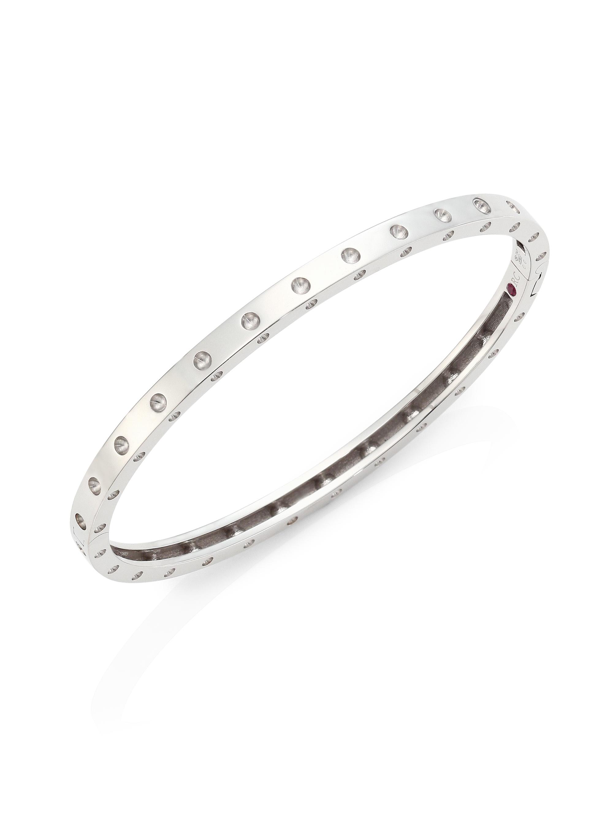 Roberto Coin Pois Mois 18K White Gold Oval Bangle Bracelet - White Gold