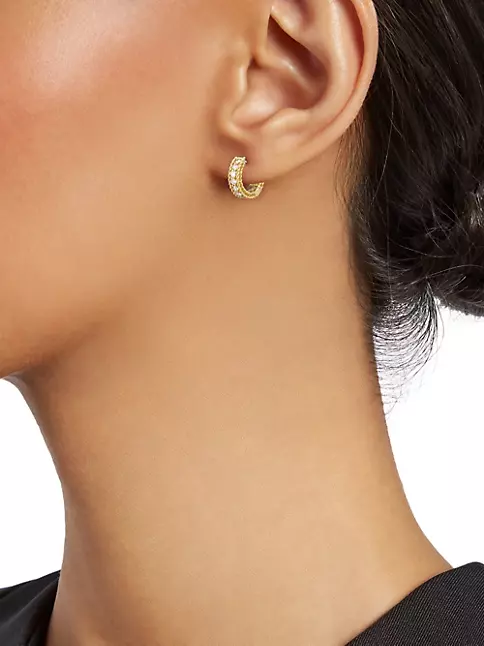 Roberto Coin Symphony Braided Diamond & 18K Yellow Gold Huggie Hoop Earrings