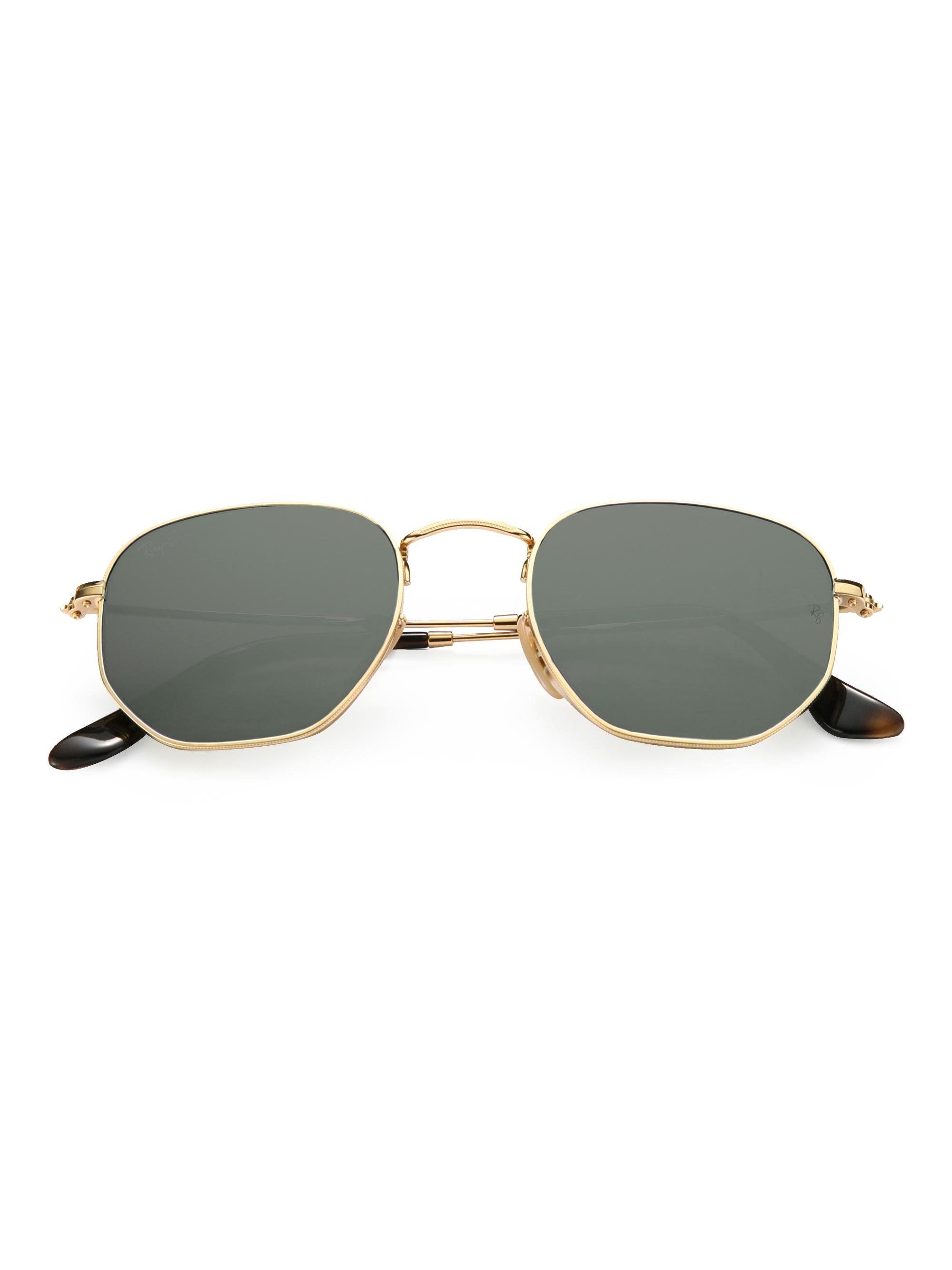 Ray-Ban Women's RB3548 51MM Hexagonal Sunglasses - Gold Green
