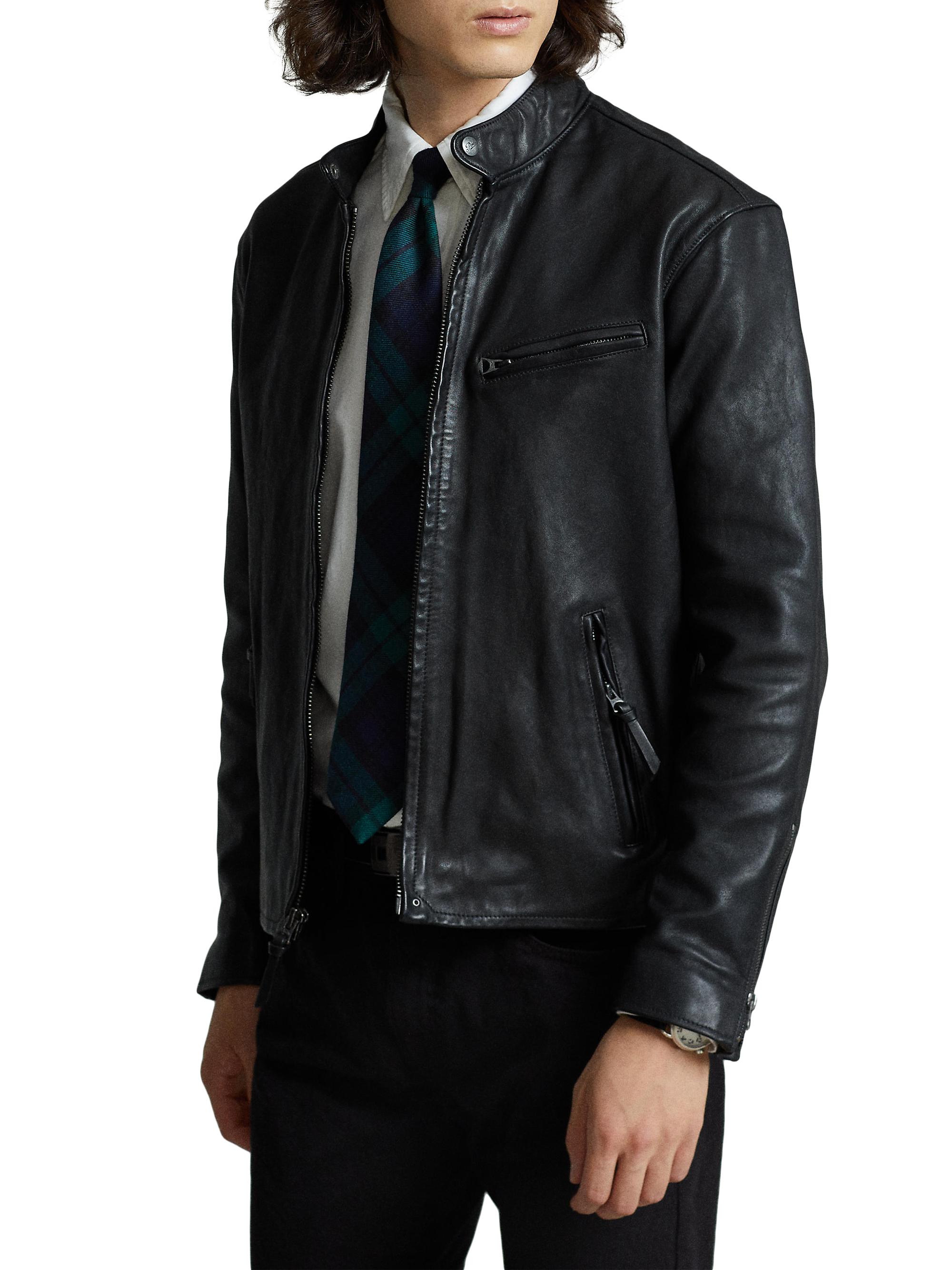 Polo Ralph Lauren Lambskin Café Racer Jacket | Saks Fifth Avenue