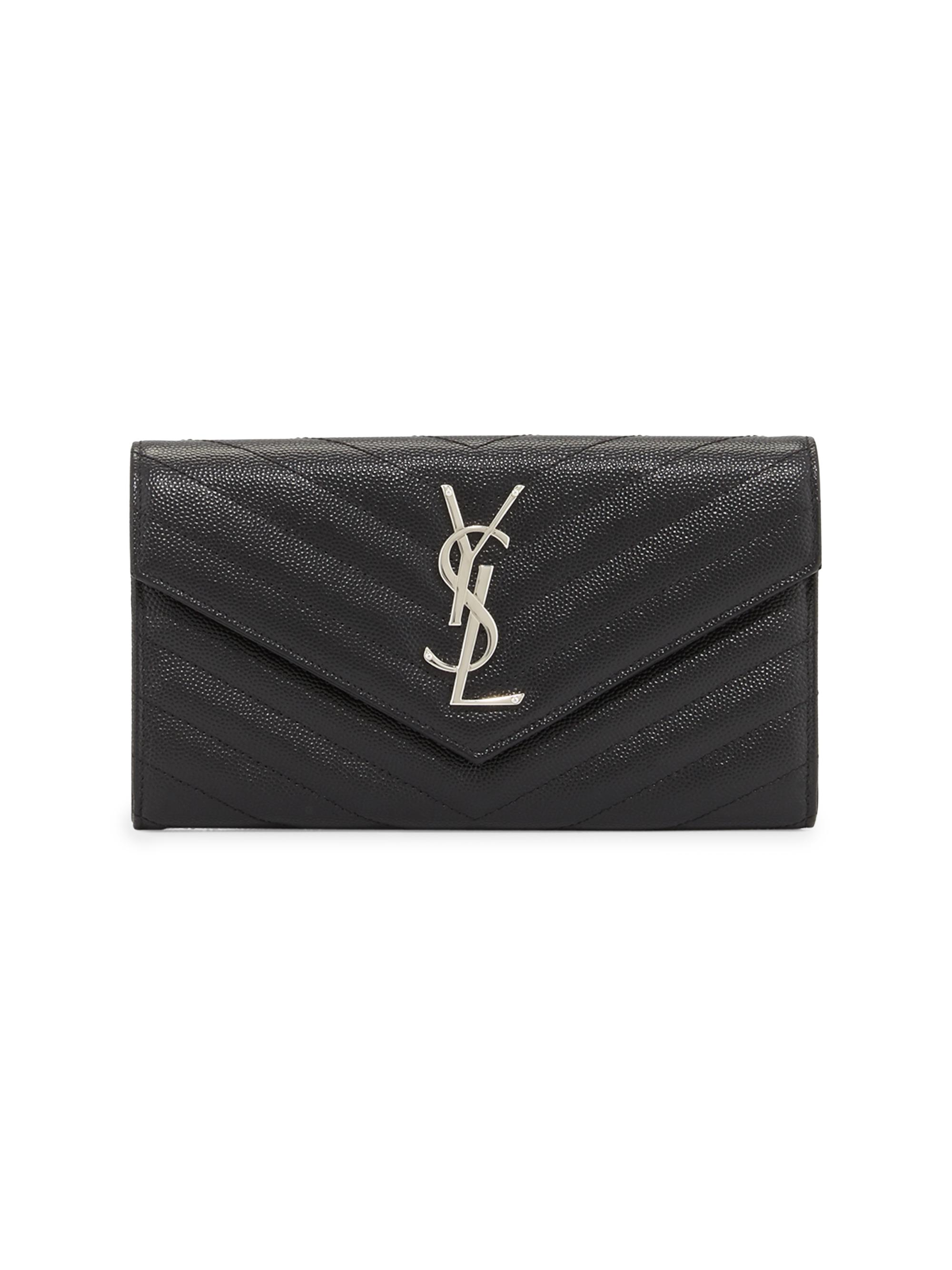 Saint Laurent Women's Monogram  Matelassé Leather Flap Wallet - Black