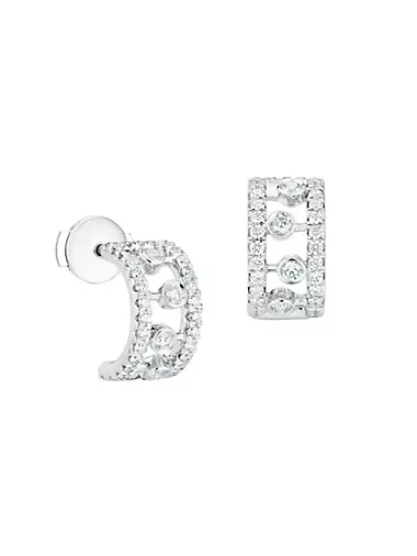 Dewdrop Diamond & 18K White Gold Hoop Earrings/0.4
