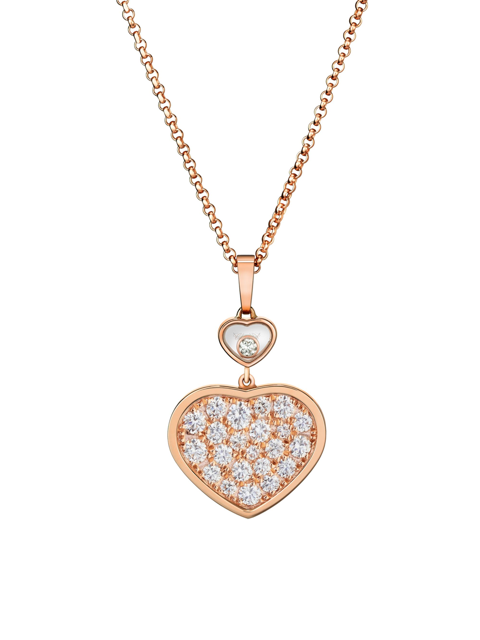 Chopard Women's Happy Hearts 18K Rose Gold & Diamond Pendant Necklace - Pink Gold