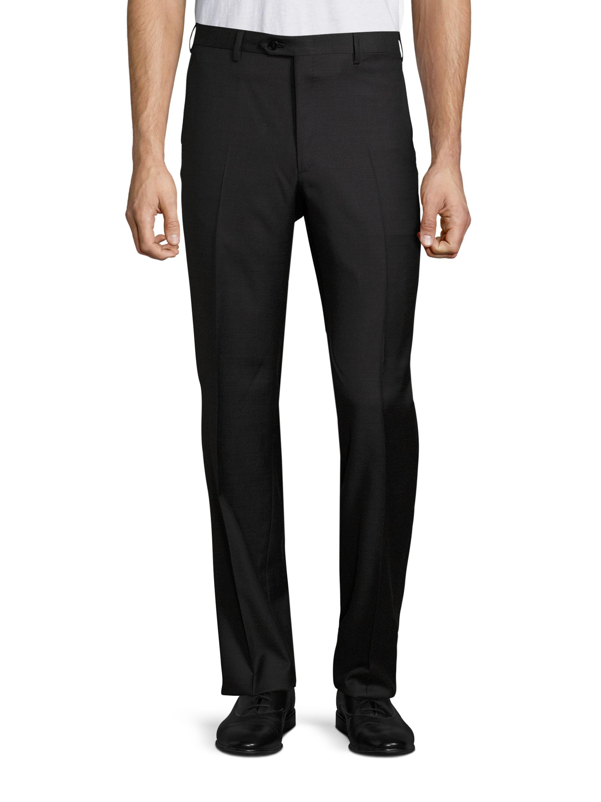 Brioni Men's Solid Wool Trousers - Black Grey