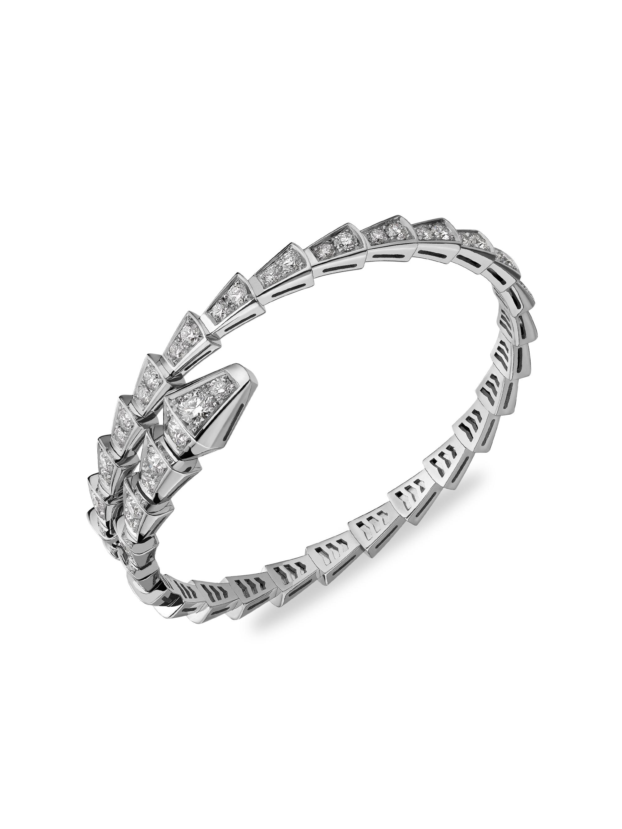 Serpenti Viper 18K Yellow Gold & Diamond Wrap Bangle Bracelet