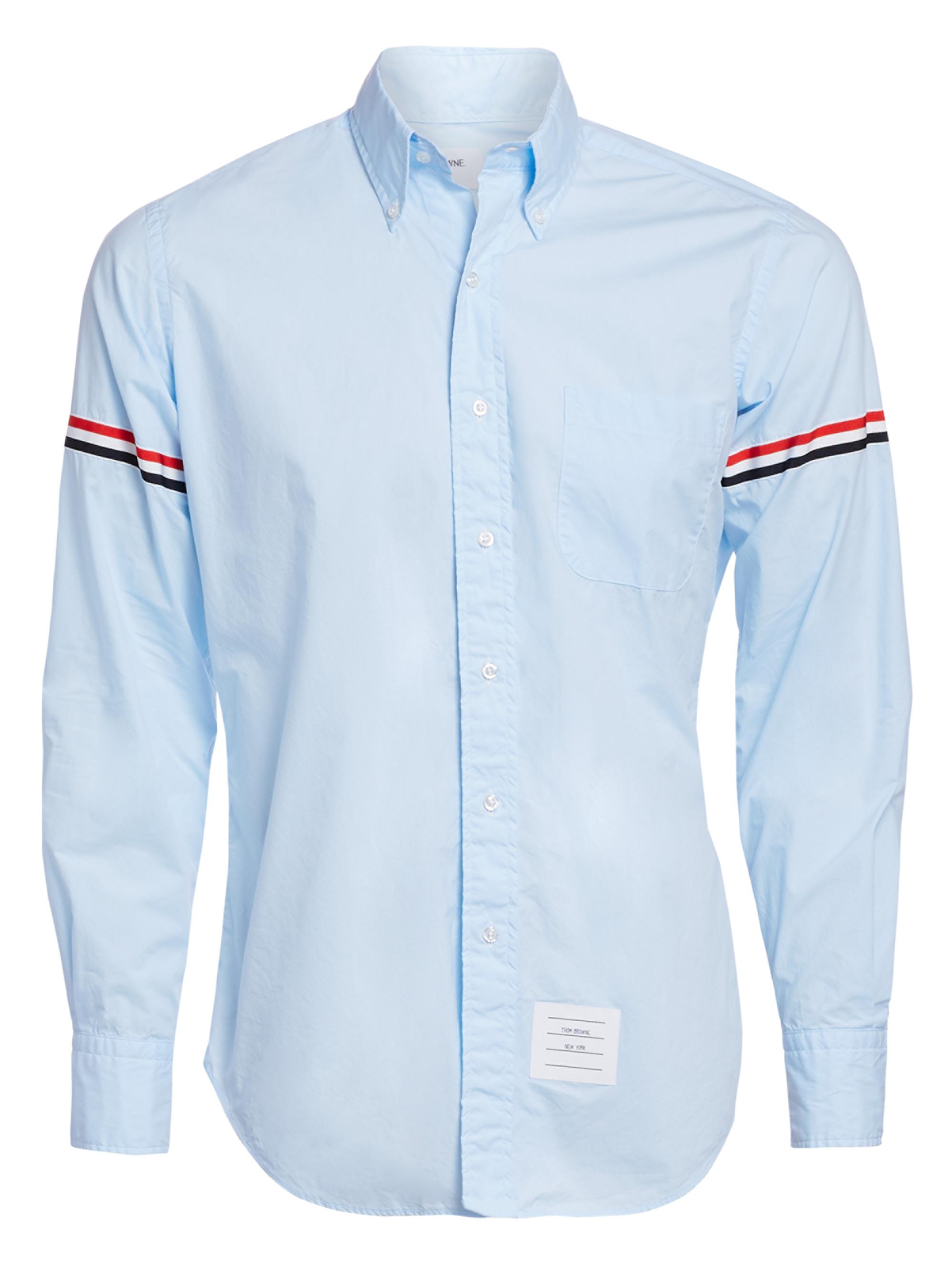 Thom Browne Men's Button-Down Two-Toned Armband Button-Down Shirt - Light Blue