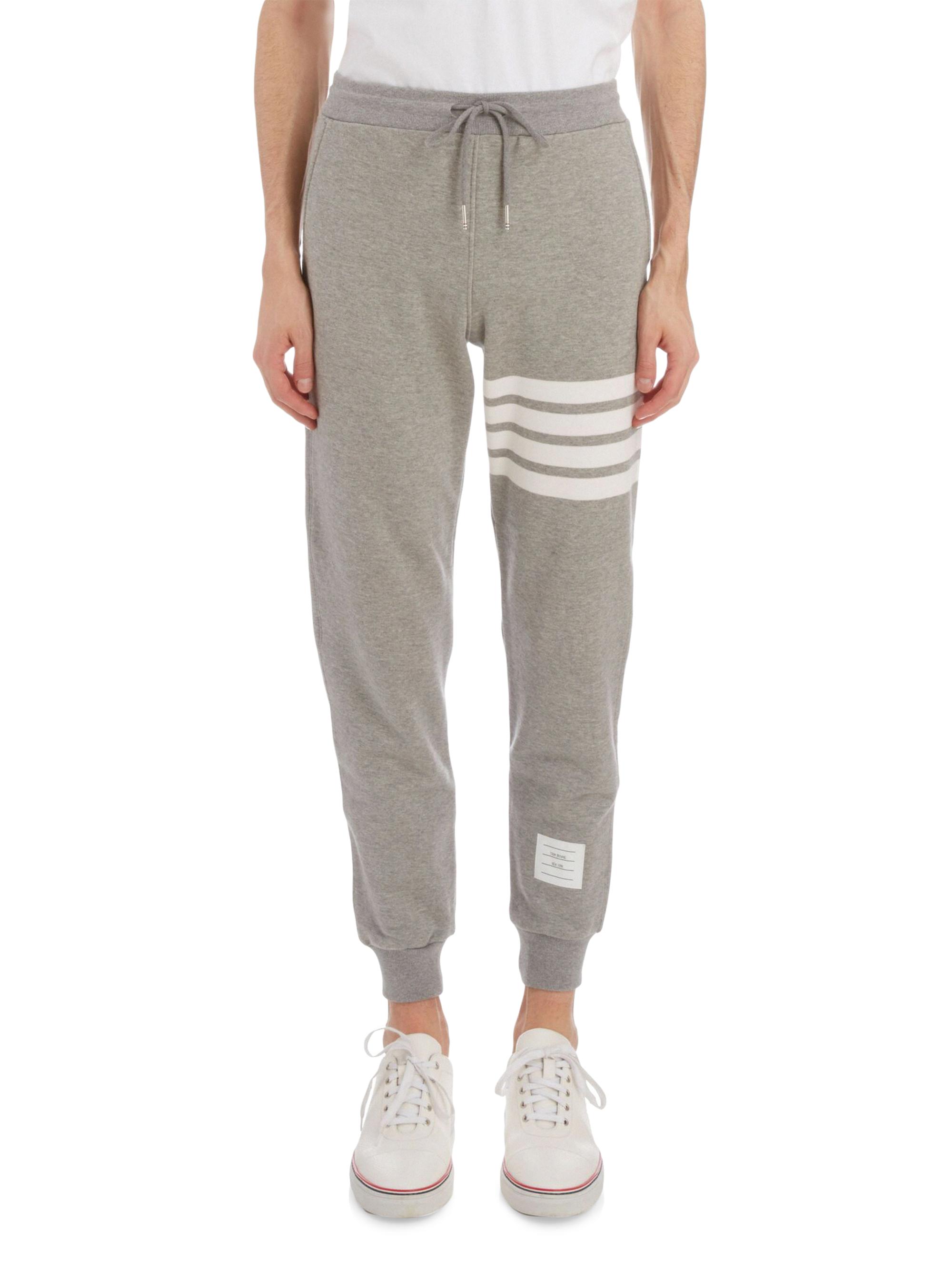 Thom Browne Men's Stripe Cotton Joggers - Light Grey