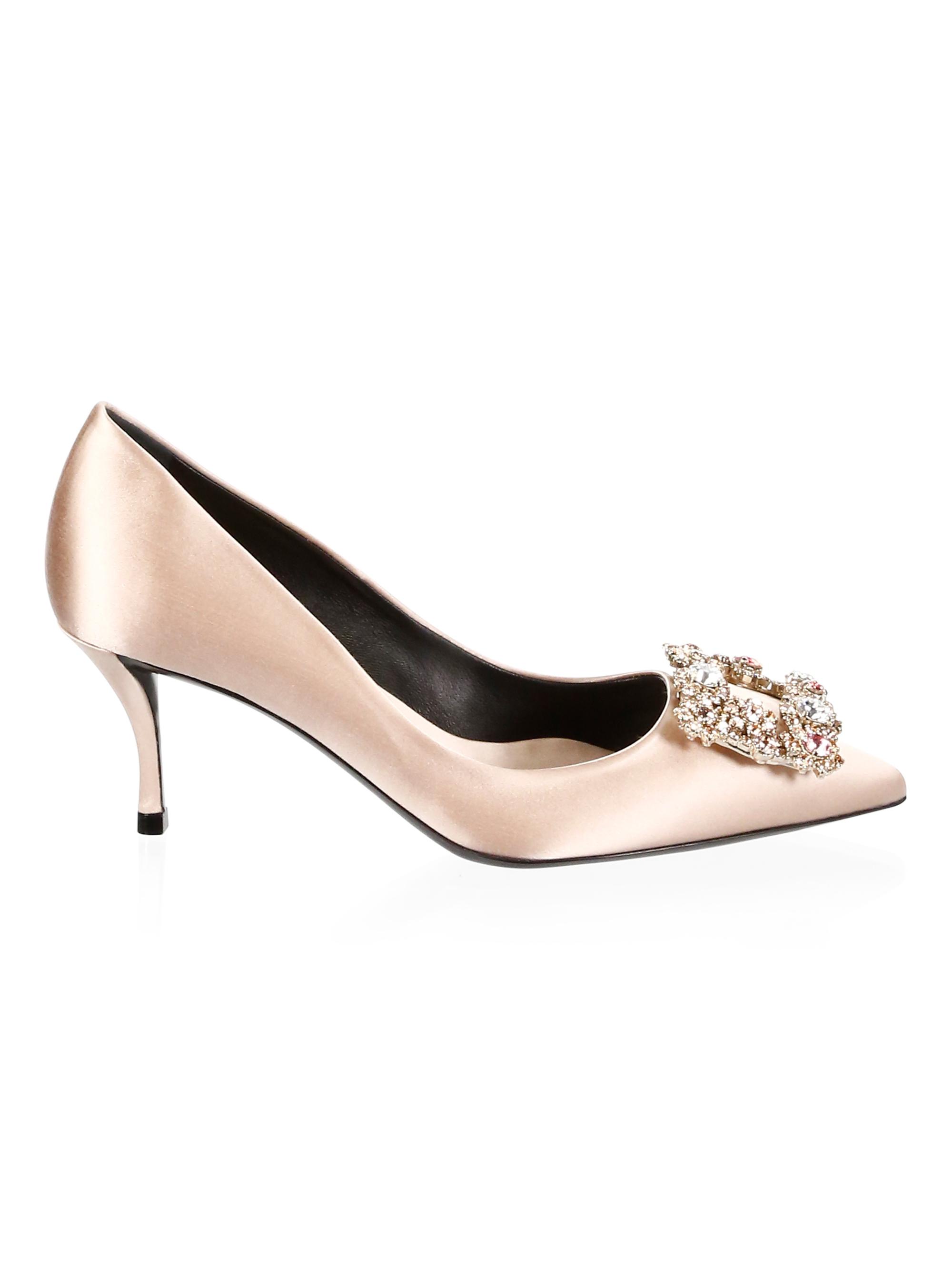 Roger Vivier Flower Strass Satin Pumps | Saks Fifth Avenue