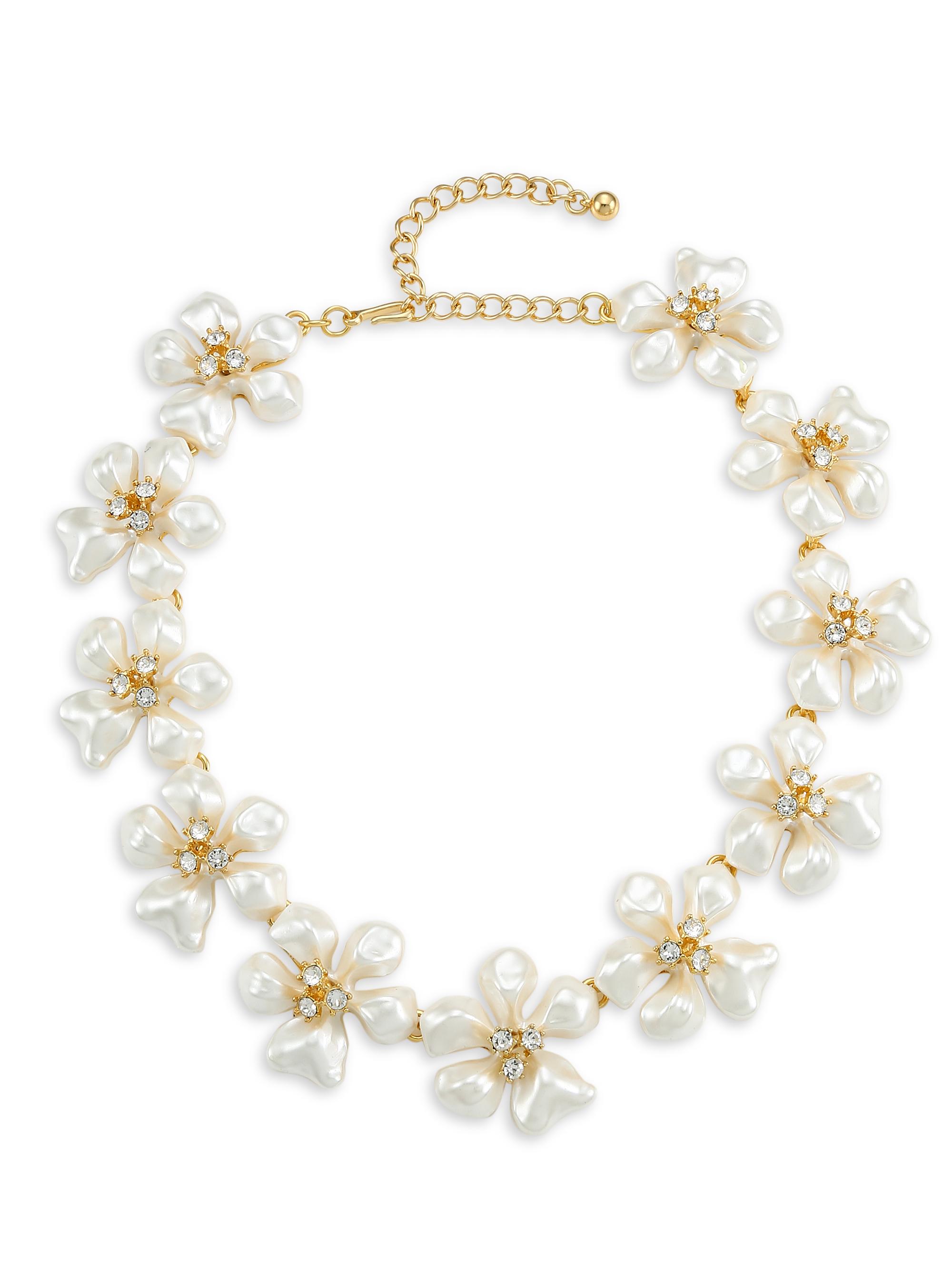 Kenneth Jay Lane Women's Crystal & Faux-Pearl Flower Necklace - White Pearl