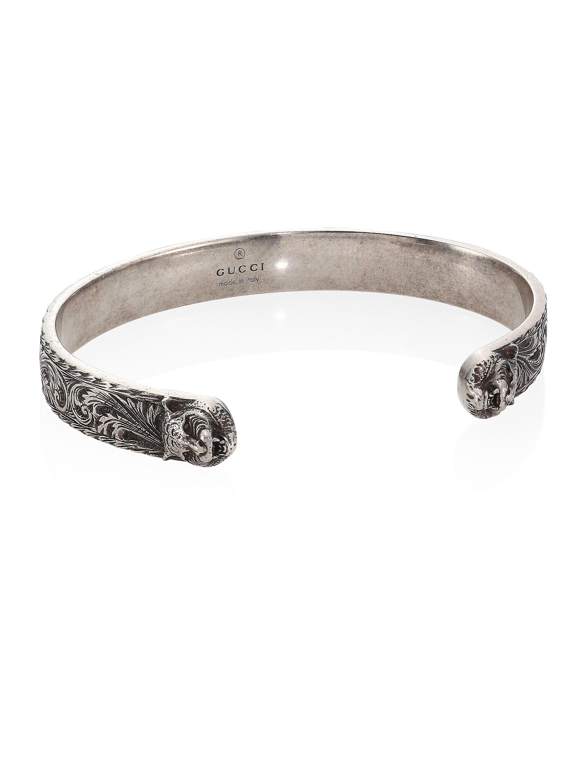 Gucci Men's Sterling Silver Cuff Bangle - Silver