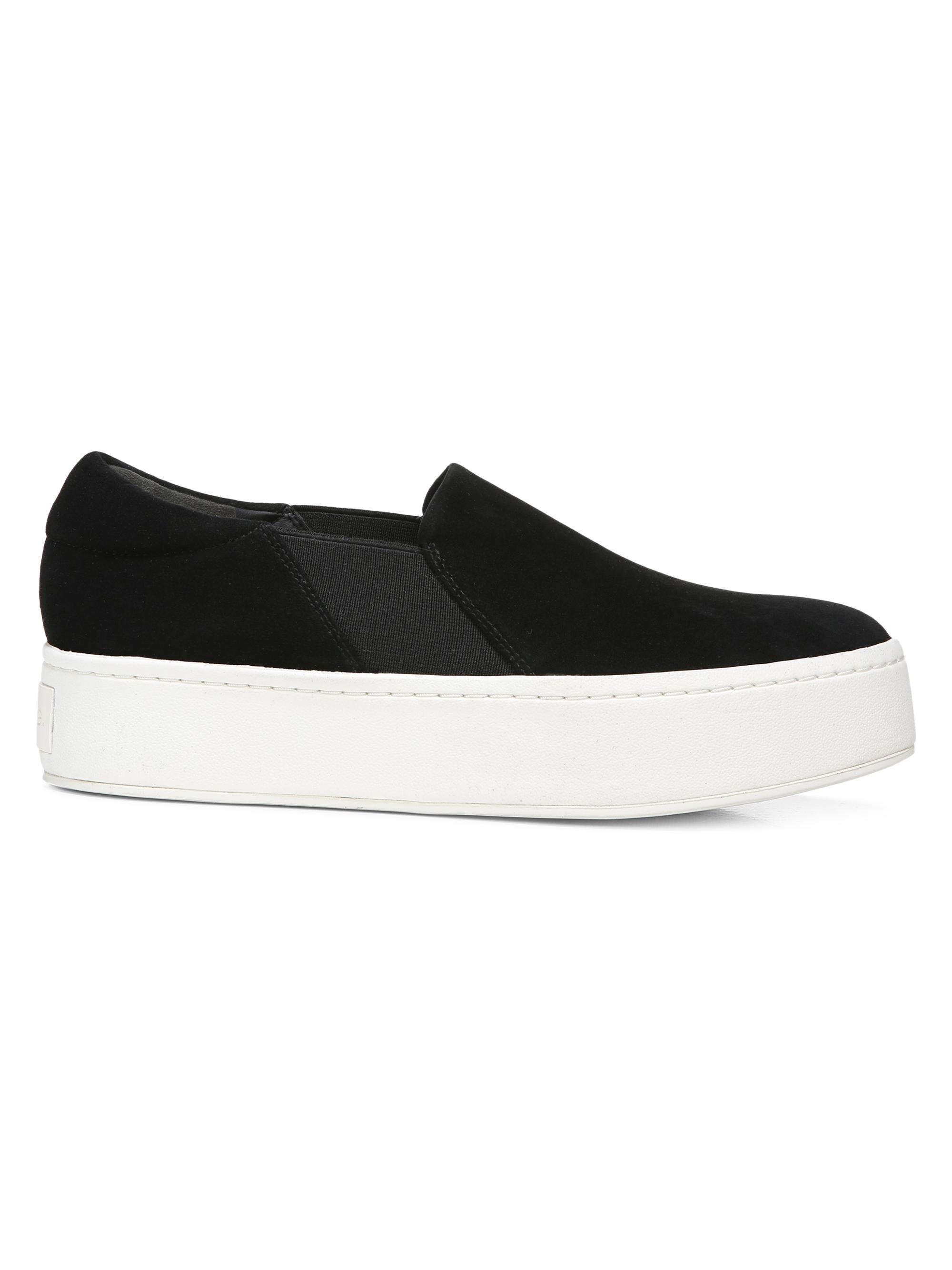 Vince Women's Warren Slip-On Platform Suede Sneakers - Black