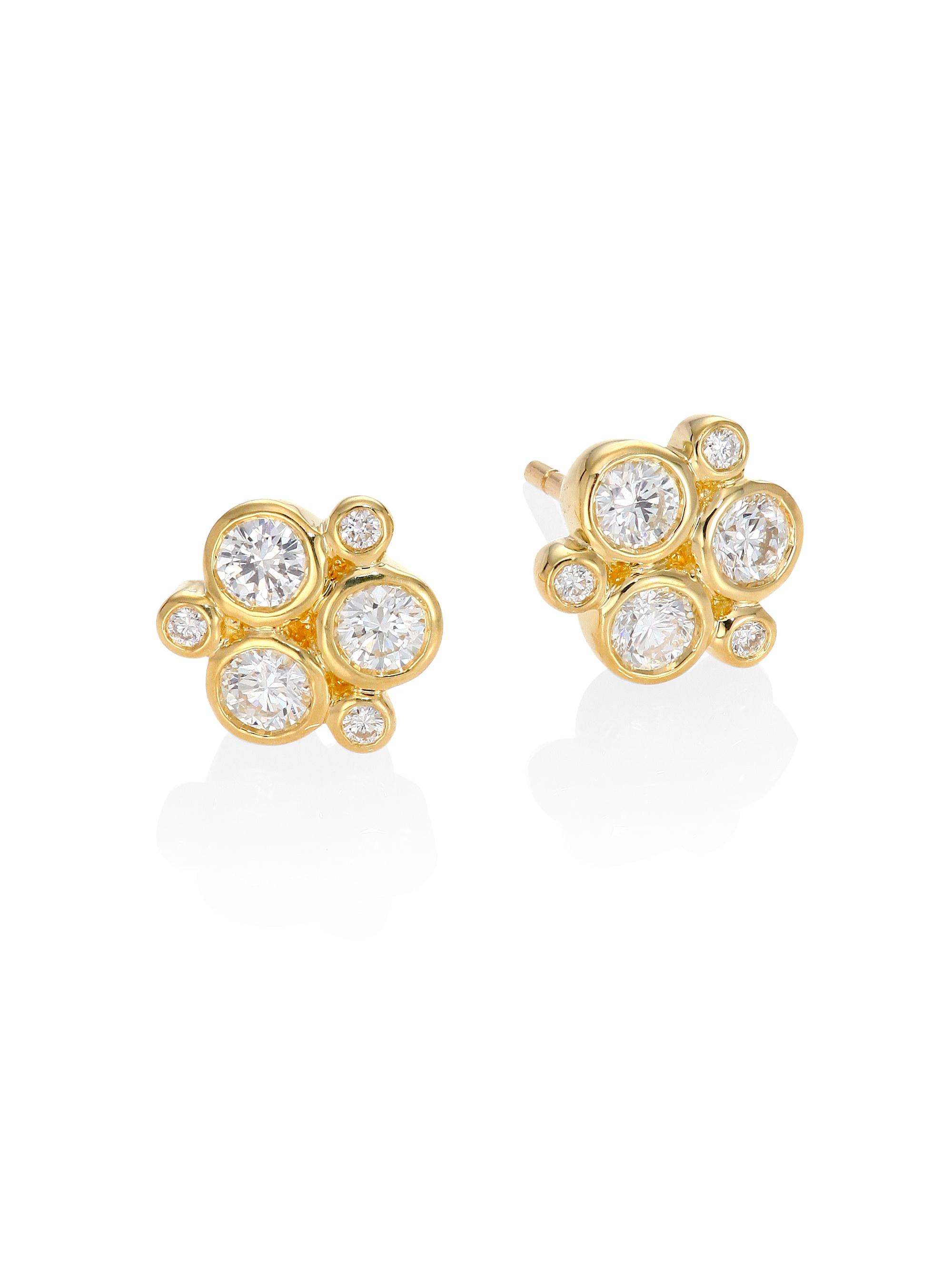 Temple St. Clair Women's Florence86 Trio Diamond & 18K Yellow Gold Stud Earrings - Gold