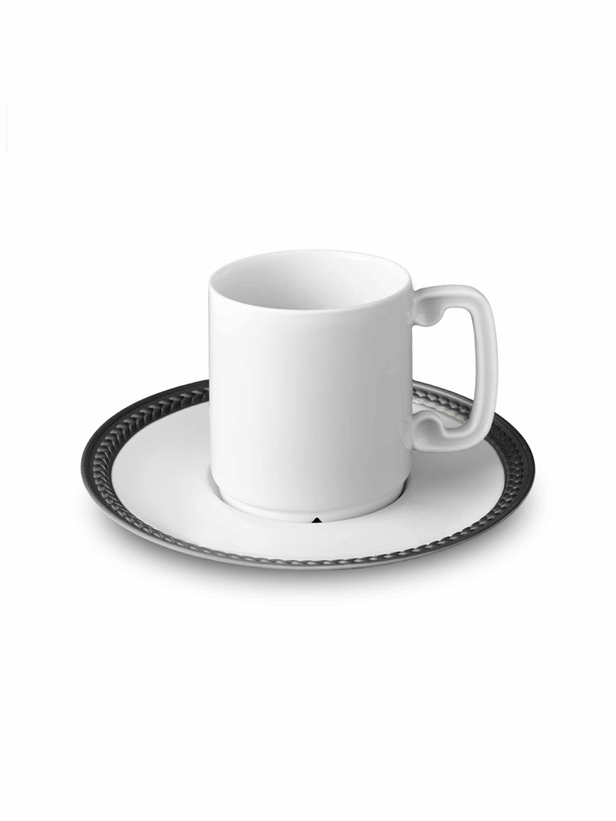 L'Objet Soie Tresse Two-Piece Espresso Cup & Saucer Set - Black