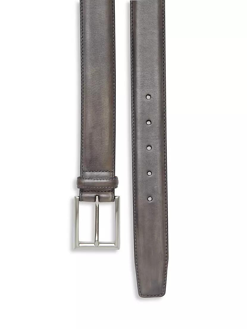 Magnanni Men's Grabar Embossed Leather Dress Belt, Mens, 38, Cuero