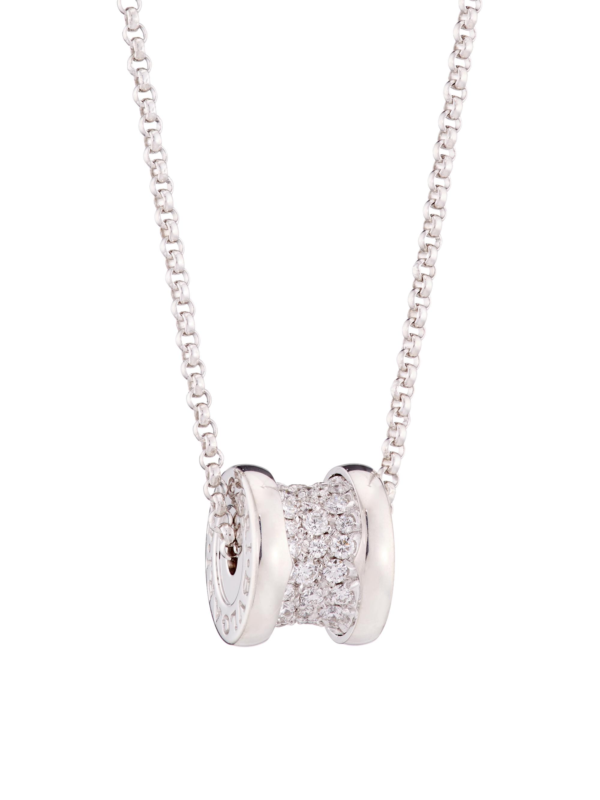 BVLGARI B. zero1 18K White Gold & Pavé Diamond Necklace - White Gold