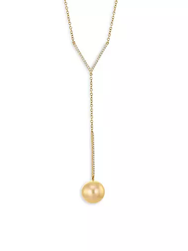 18K Yellow Gold Y-Necklace with Pearl