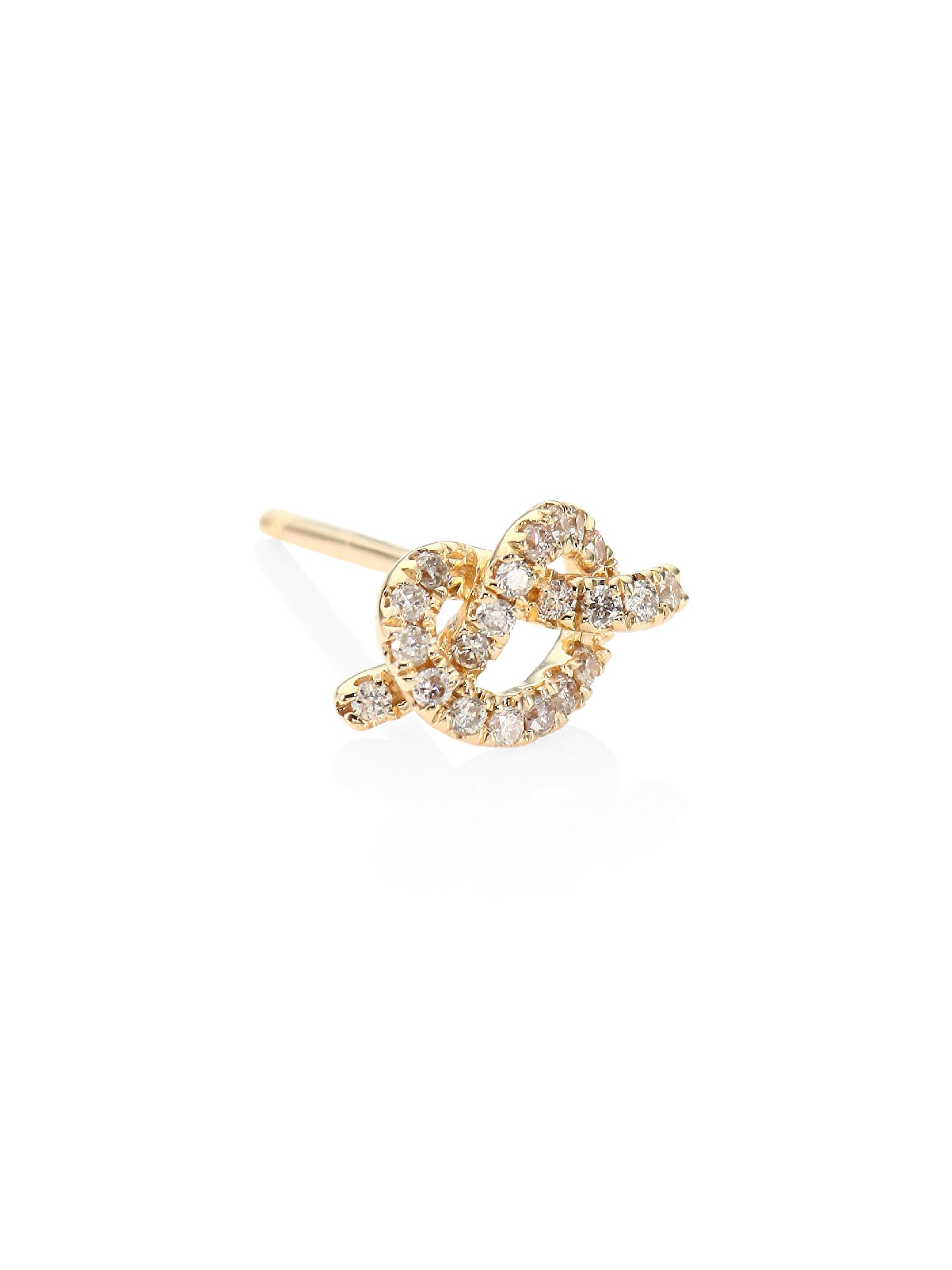 Sydney Evan Women's Love Knot Diamond & 14K Yellow Gold Single Stud Earring - Gold