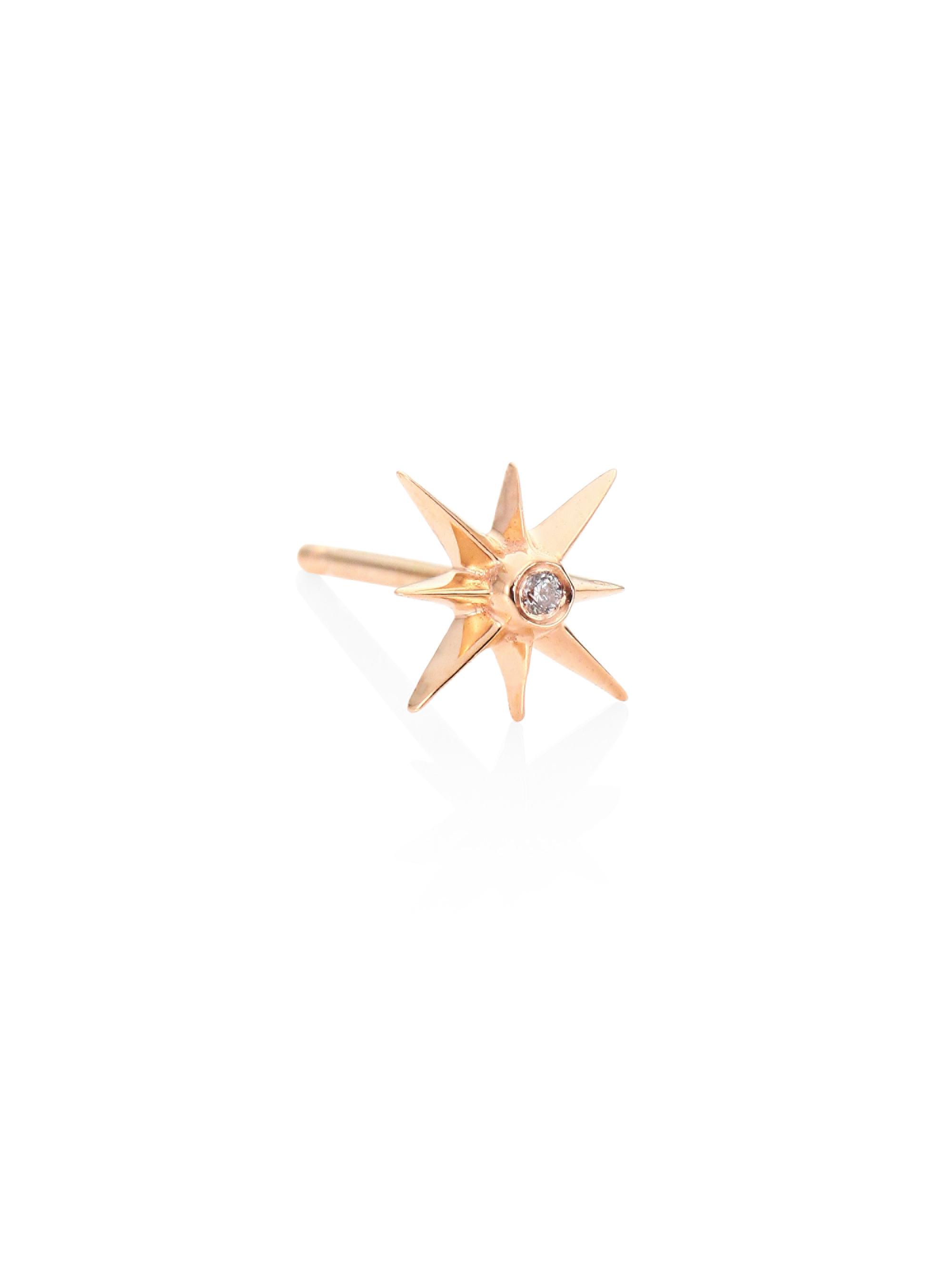 Sydney Evan Women's  Sunburst Diamond & 14K Rose Gold Single Stud Earring - Rose Gold