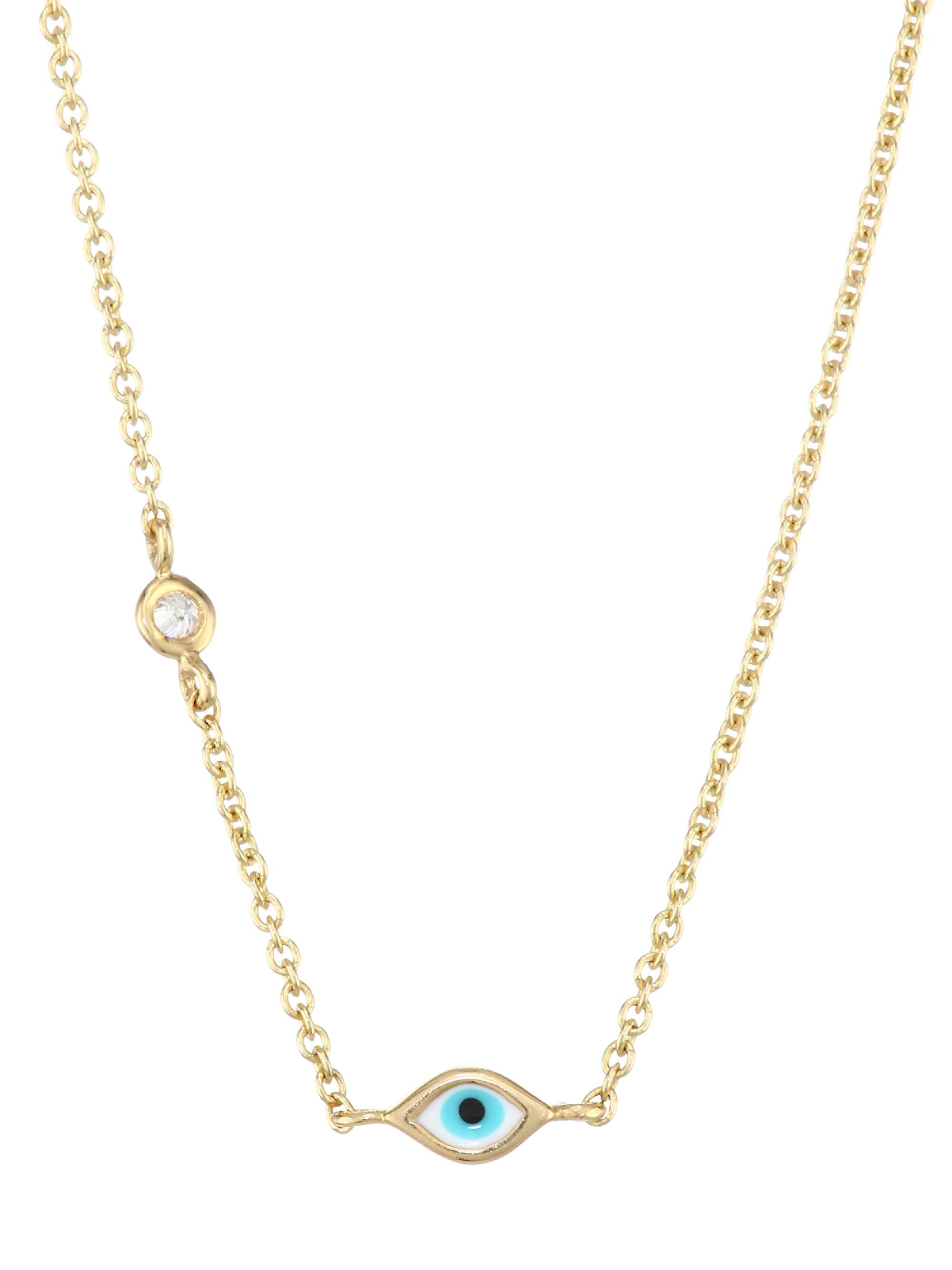 Sydney Evan Women's Evil Eye Diamond & 14K Yellow Gold Pendant Necklace - Gold