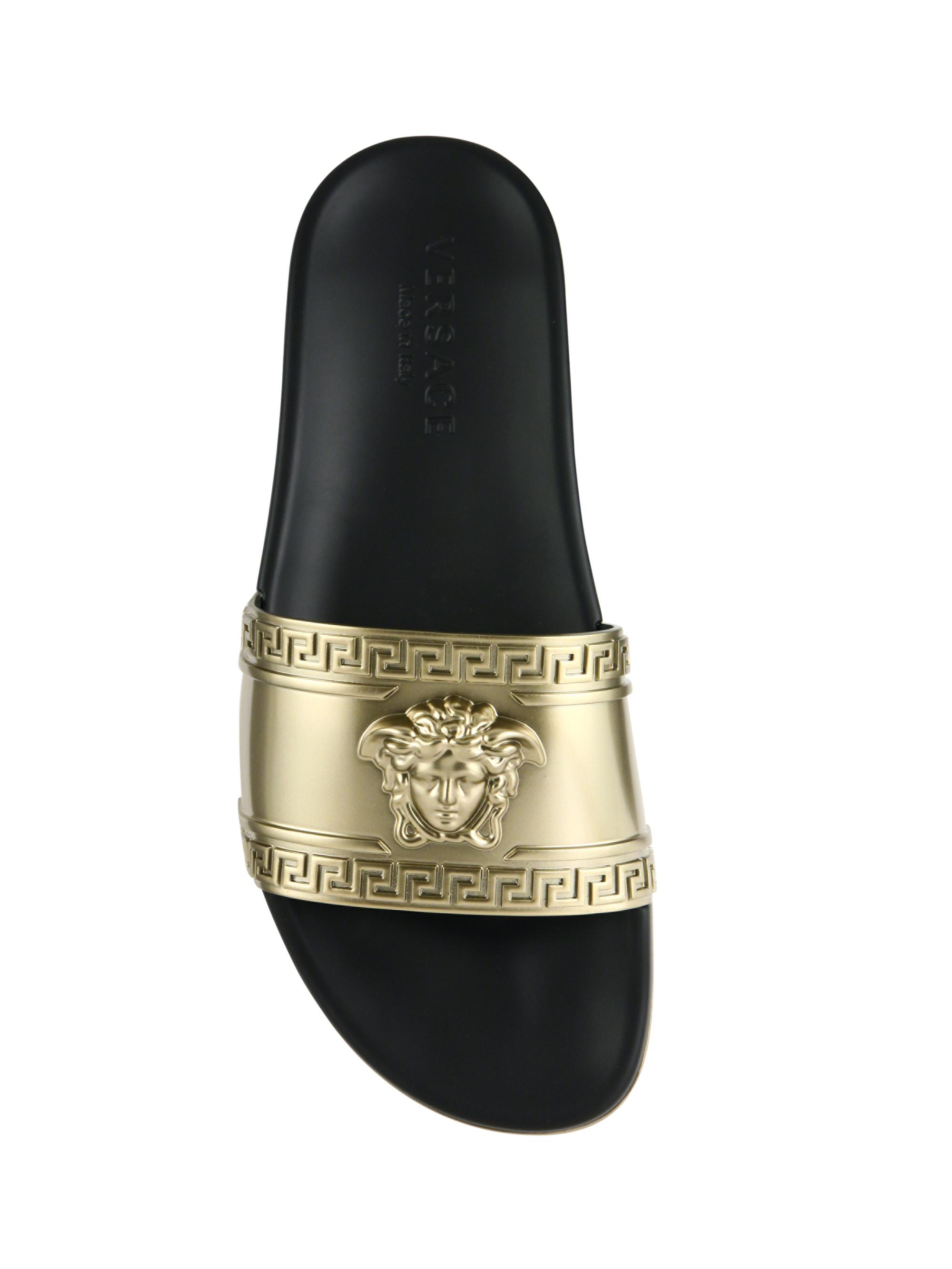Versace Medusa Metallic Pool Slide Sandals | Saks Fifth Avenue display picture 1